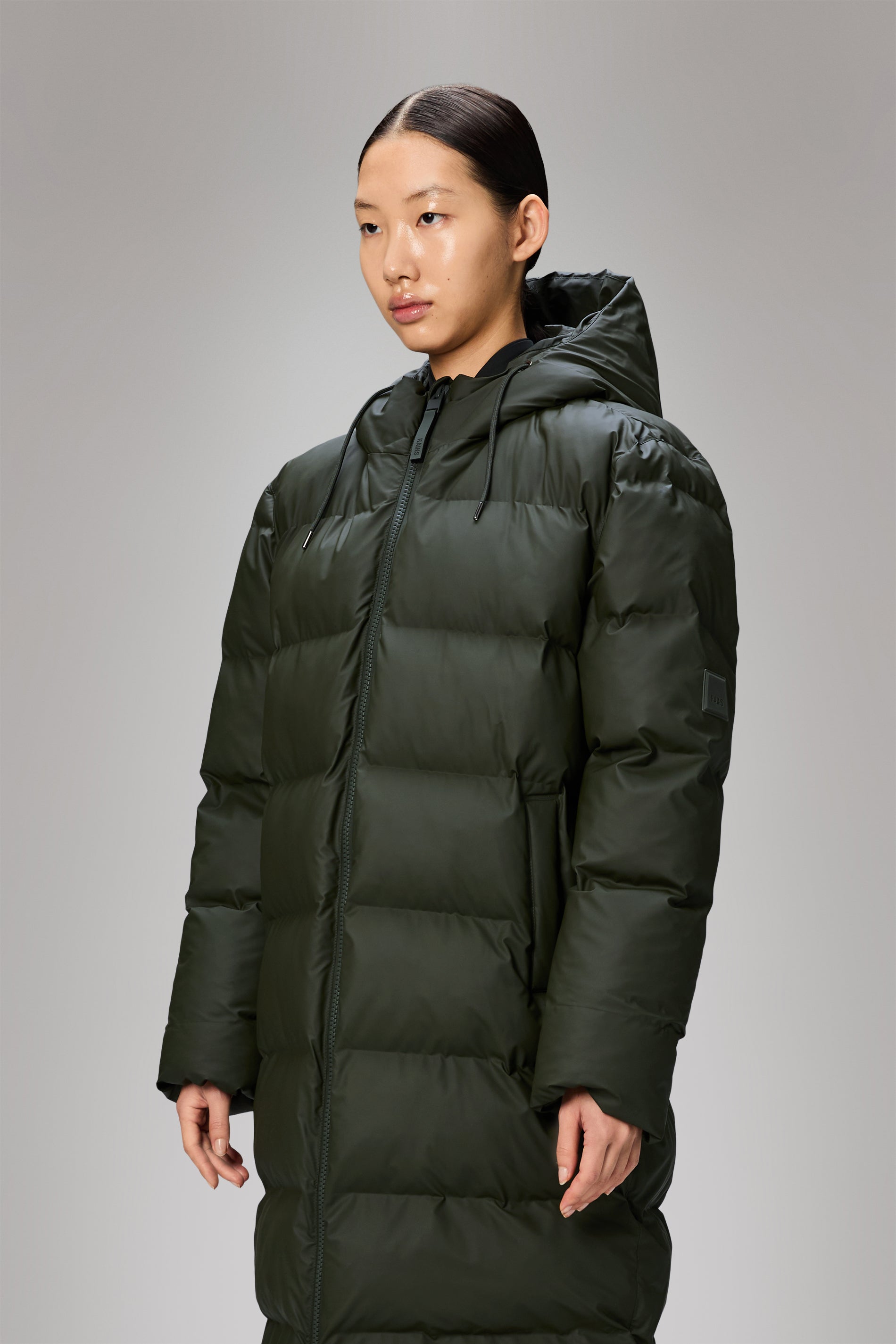 Rains Alta Longer Puffer Jacket Green Jacket