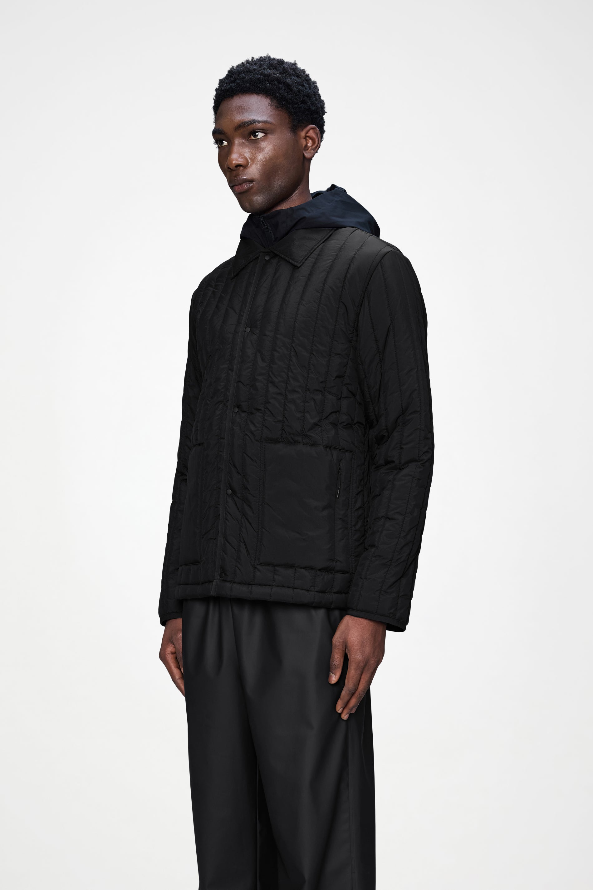 RAINS Banja Liner Overshirt Black Long Sleeve