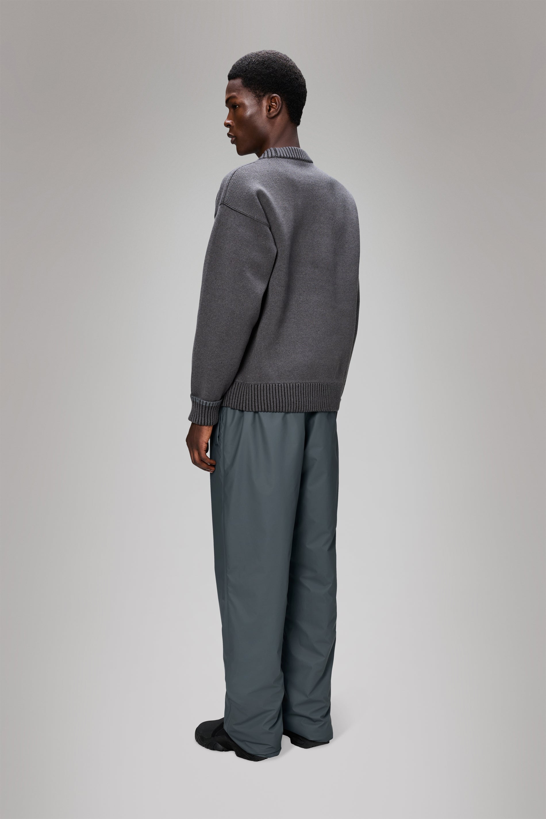 RAINS Sowa Knit Crew Neck Grey/Black Long Sleeve