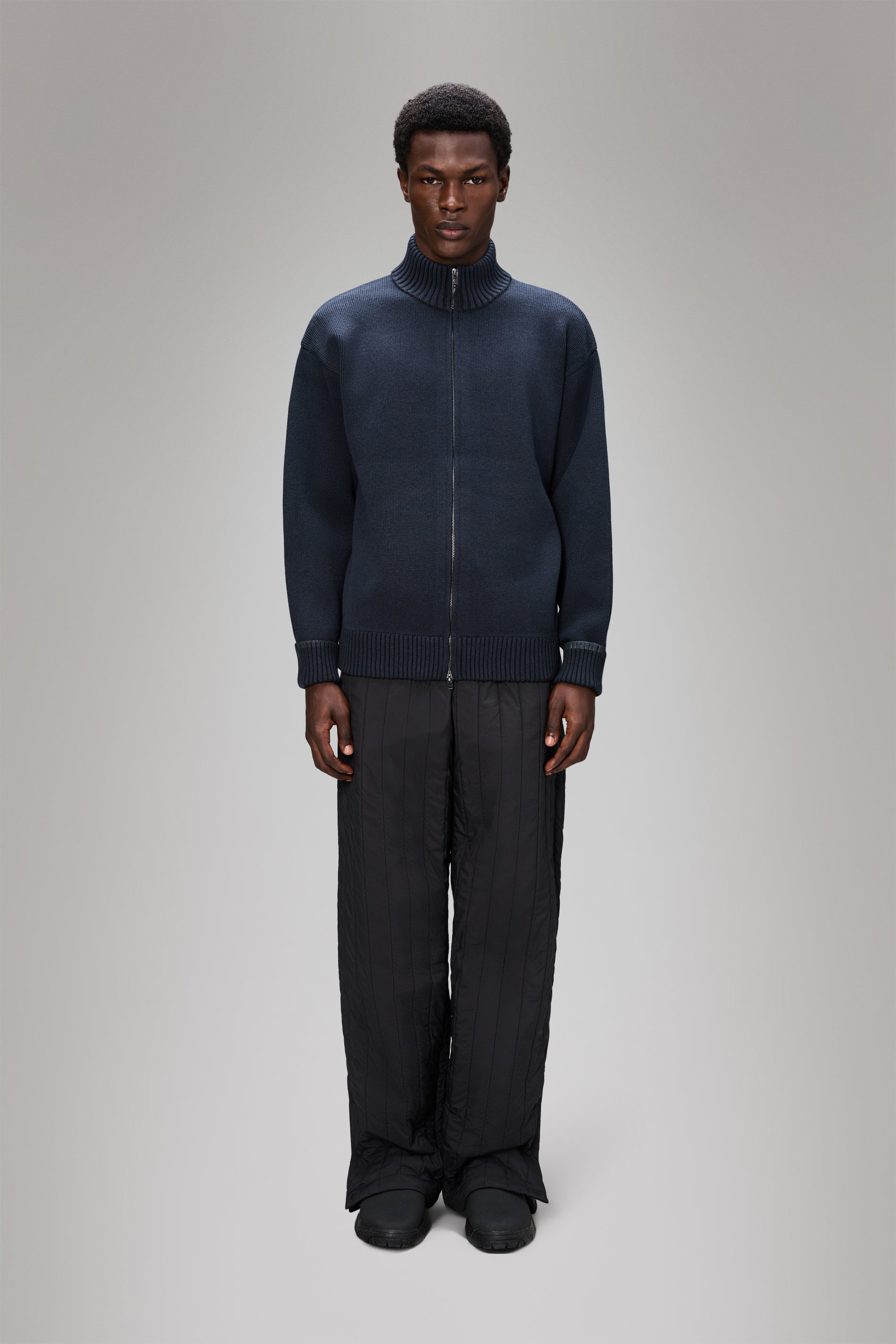 RAINS Sowa Knit Zip Cardigan Navy/Black Cardigan