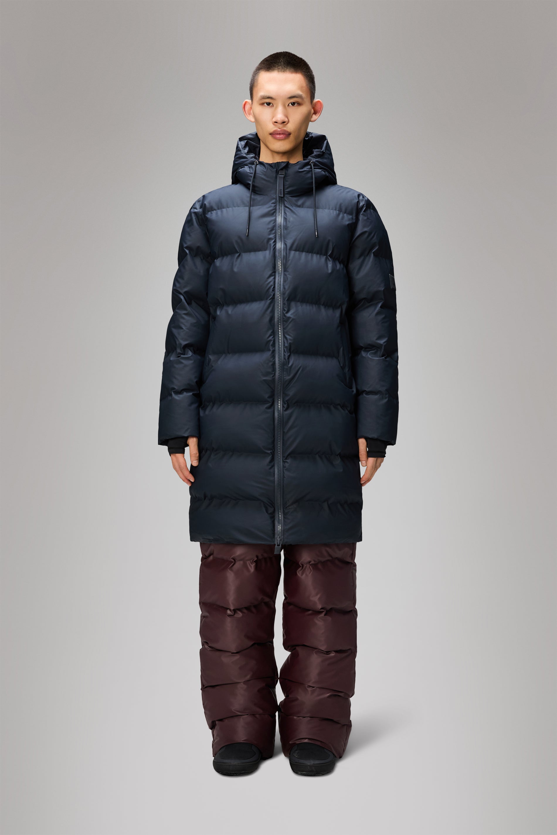 RAINS Alta Longer Puffer Jacket Navy Jacket