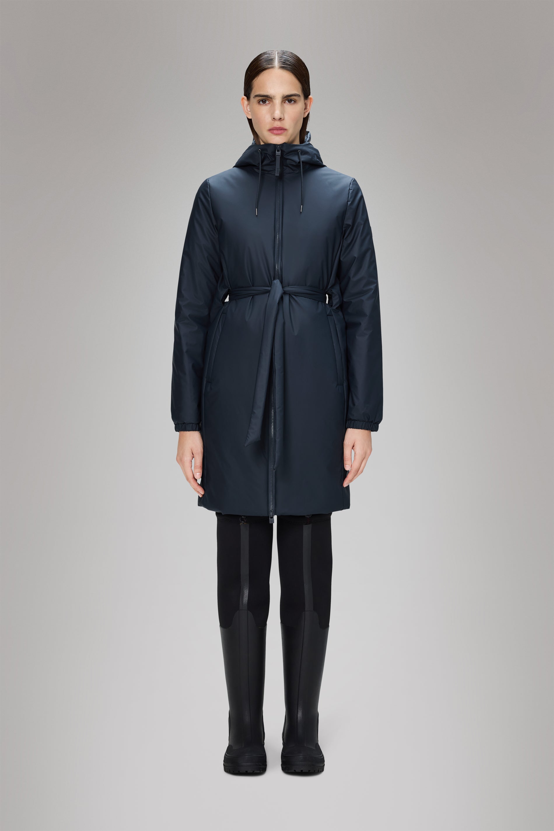 RAINS Lohja Long Insulated Curve Jacket Navy Jacket