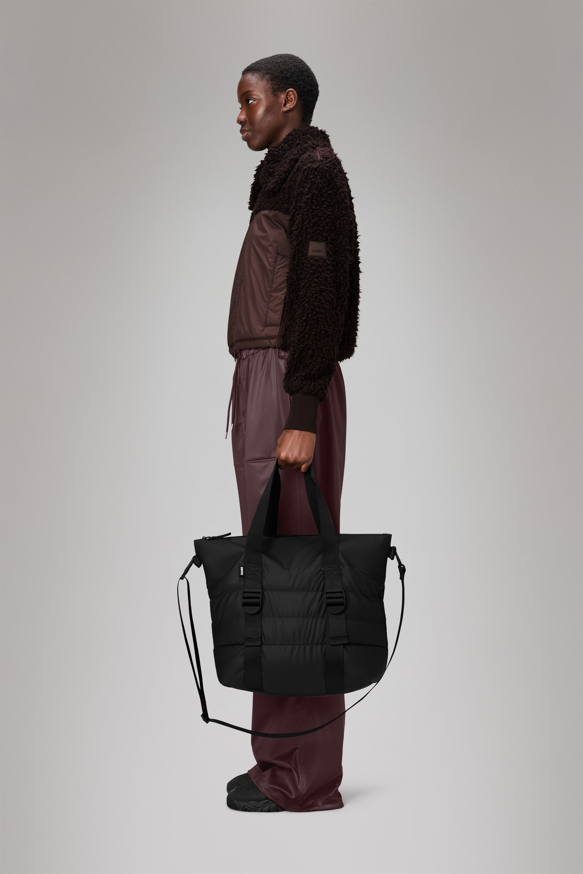 RAINS Puffer Mix Tote Bag Mini Black 16L H39 x D16 x W42 cm Tote