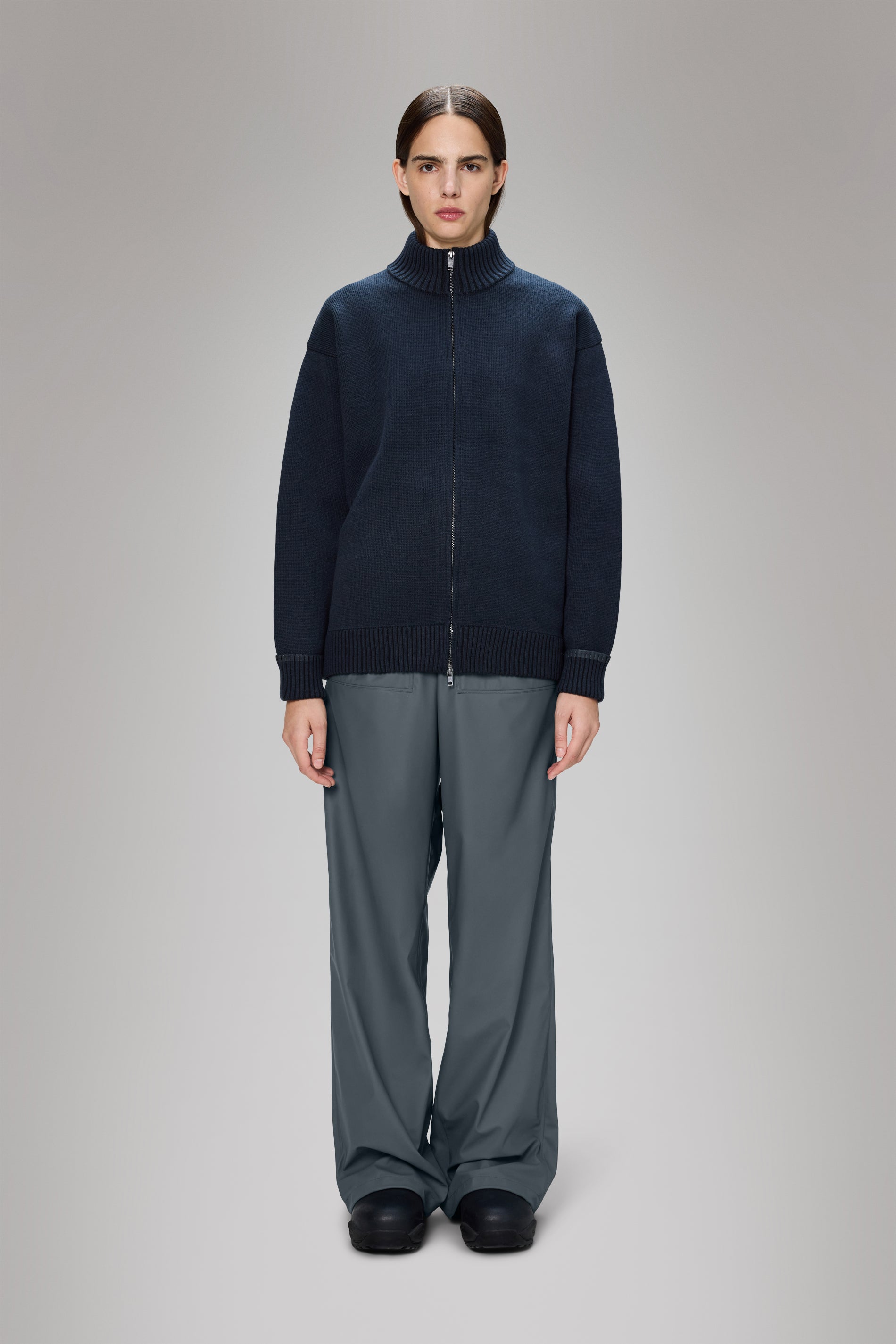 RAINS Sowa Knit Zip Cardigan Navy/Black Cardigan