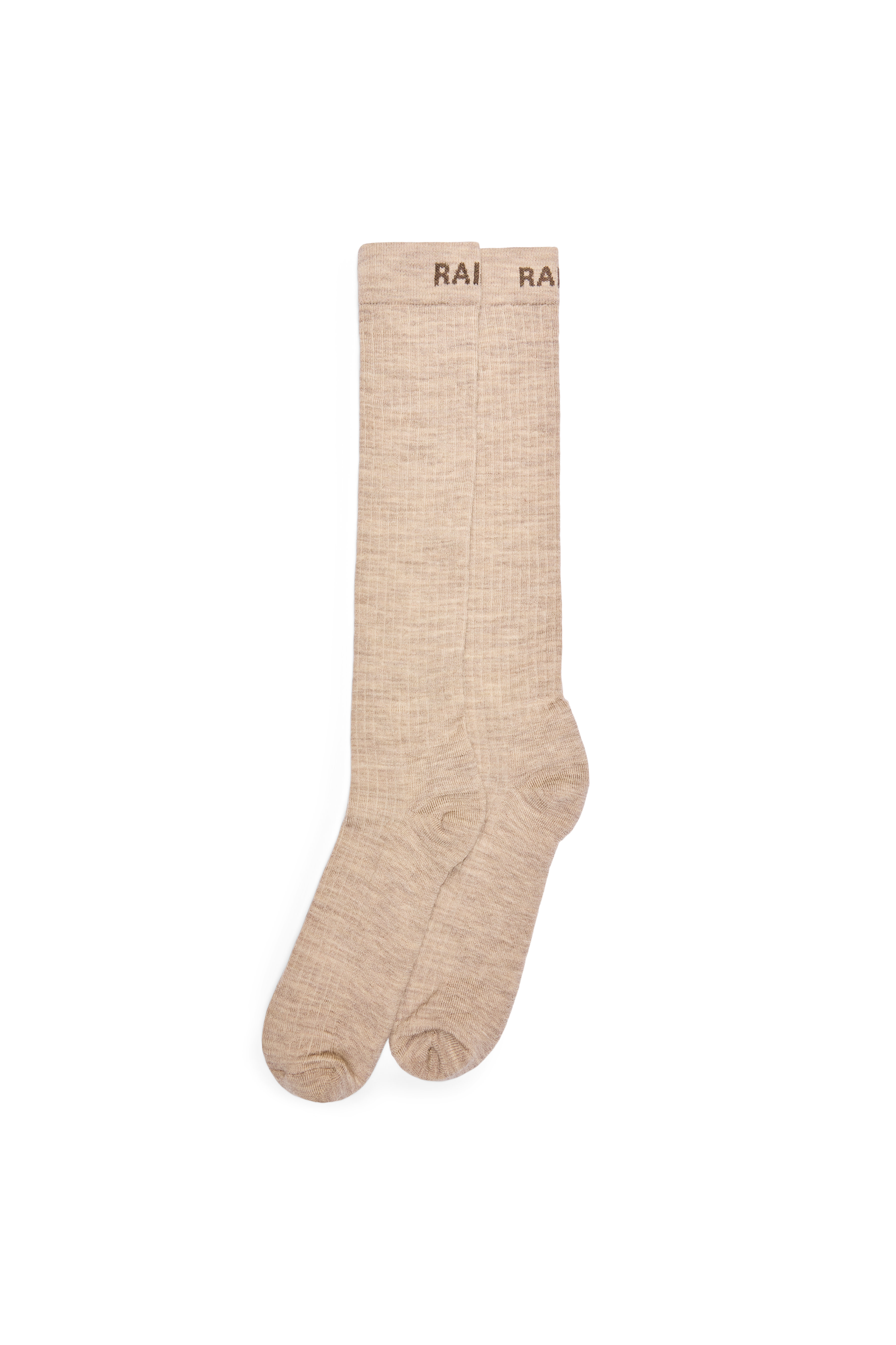 RAINS Logo Knee High Socks Beige Socks