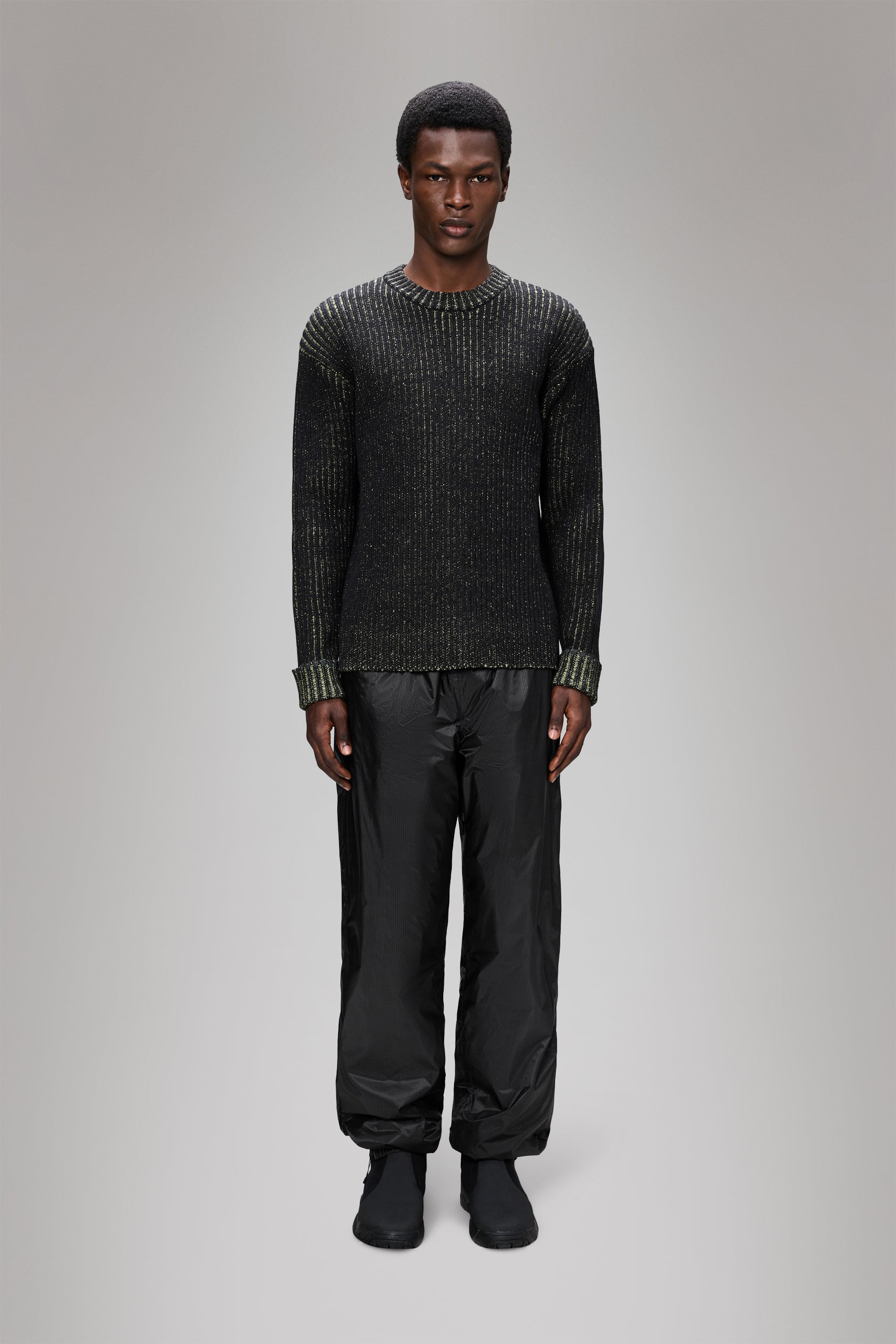 RAINS Sapa Knit Crew Neck Black/Acid Crew Neck