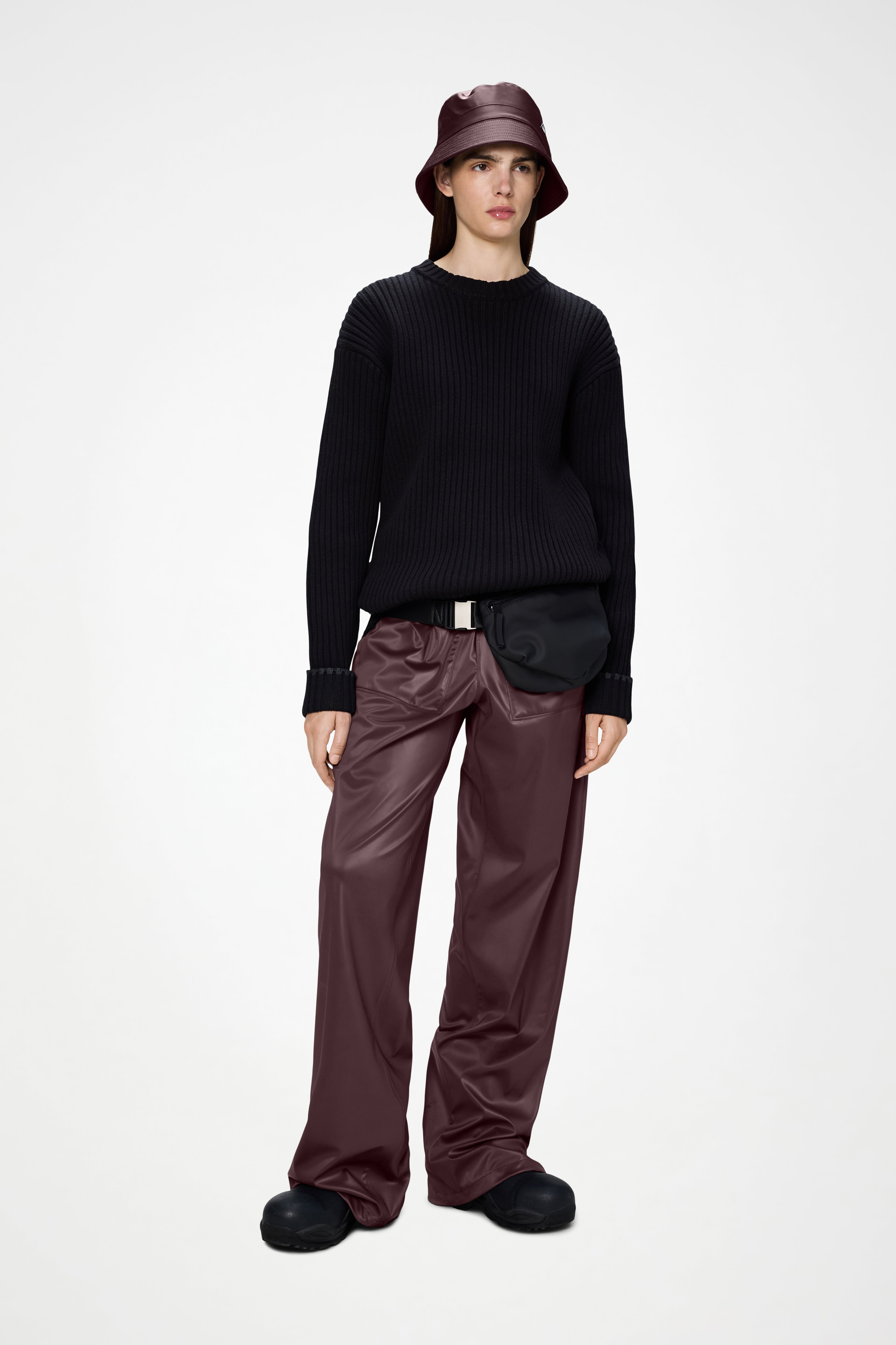 RAINS Sapa Knit Crew Neck Black Long Sleeve