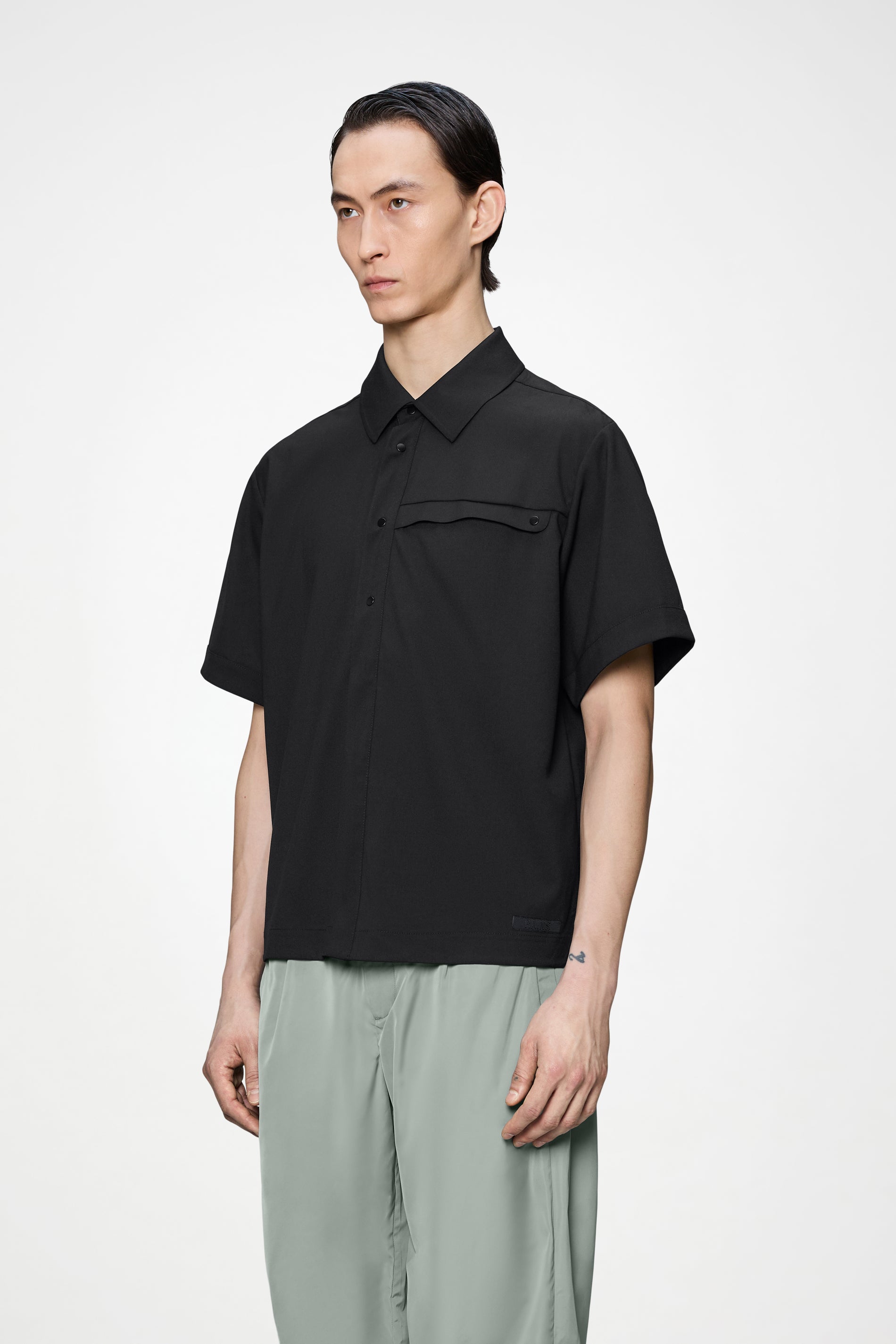 RAINS Day Shirt Black Short Sleeve