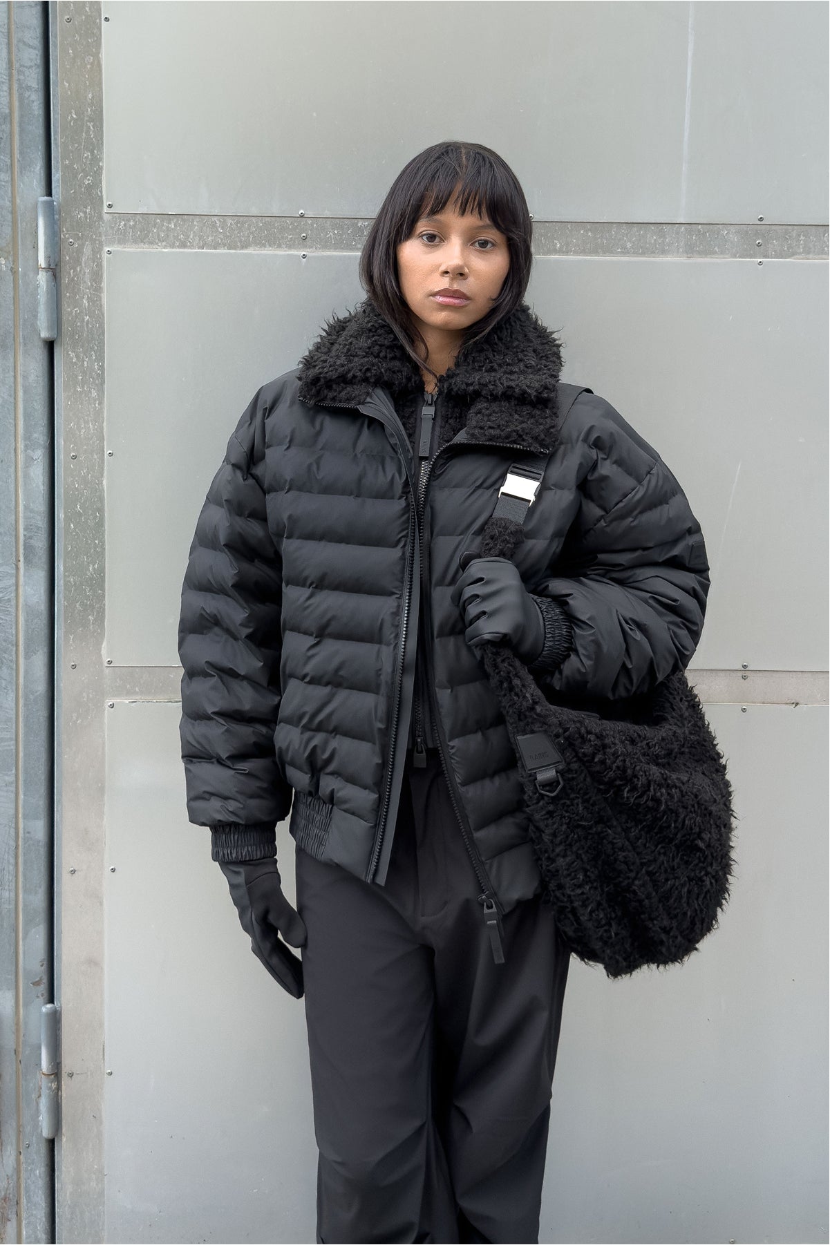 Rains Lohja Vision Puffer Bomber Jacket Black Jacket