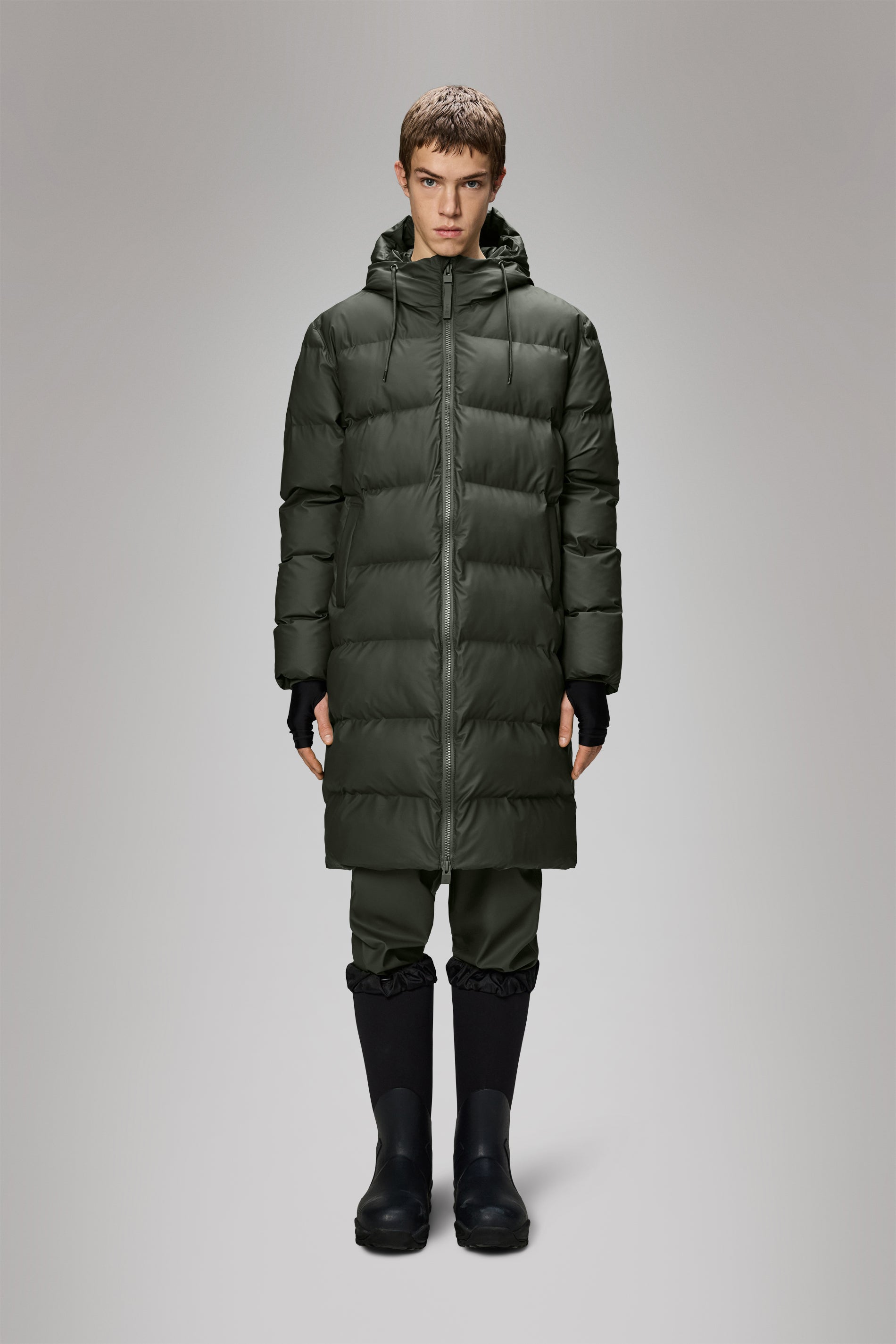 RAINS Alta Longer Puffer Jacket Green Jacket