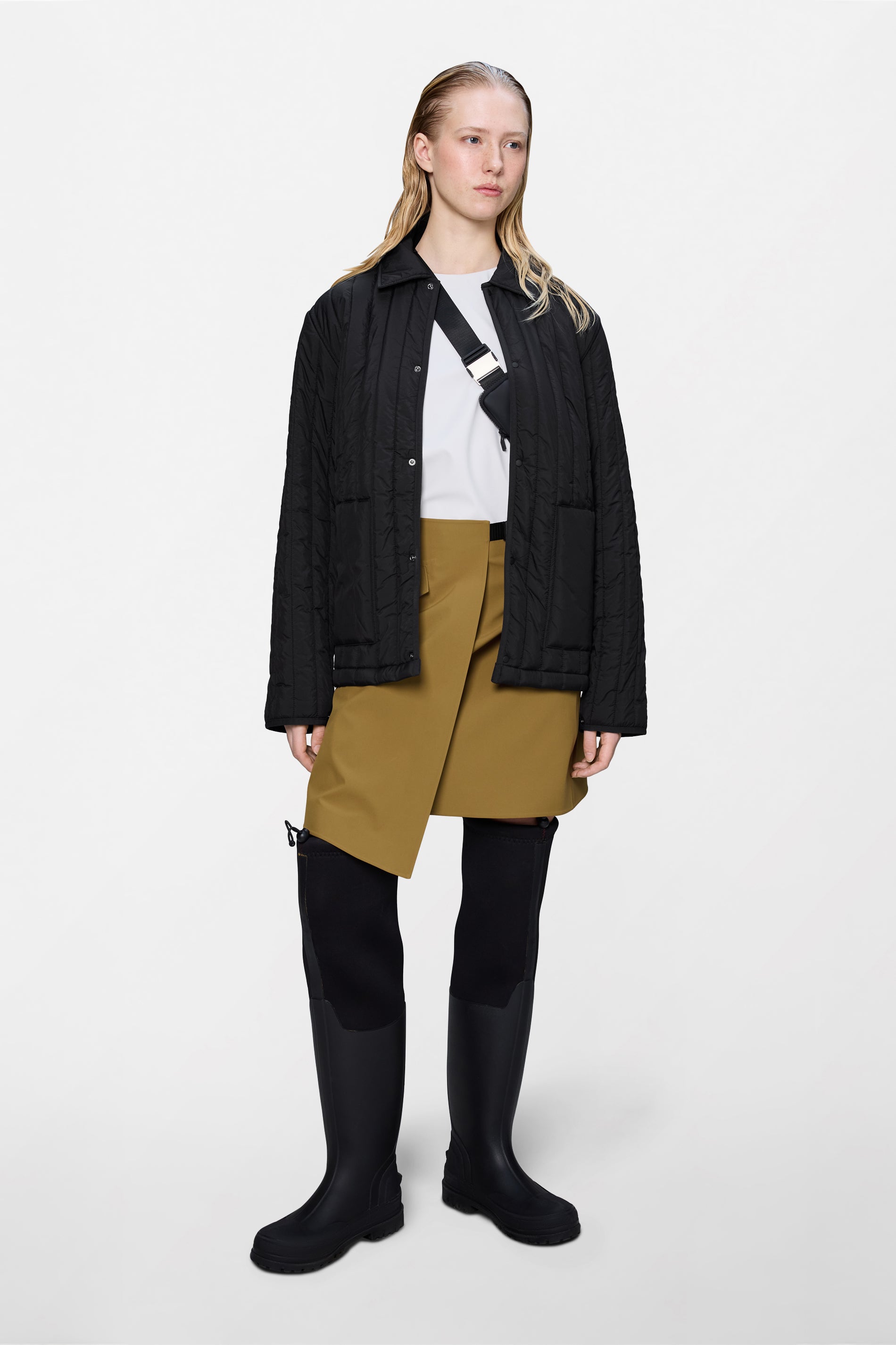 RAINS Banja Liner Overshirt Black Long Sleeve