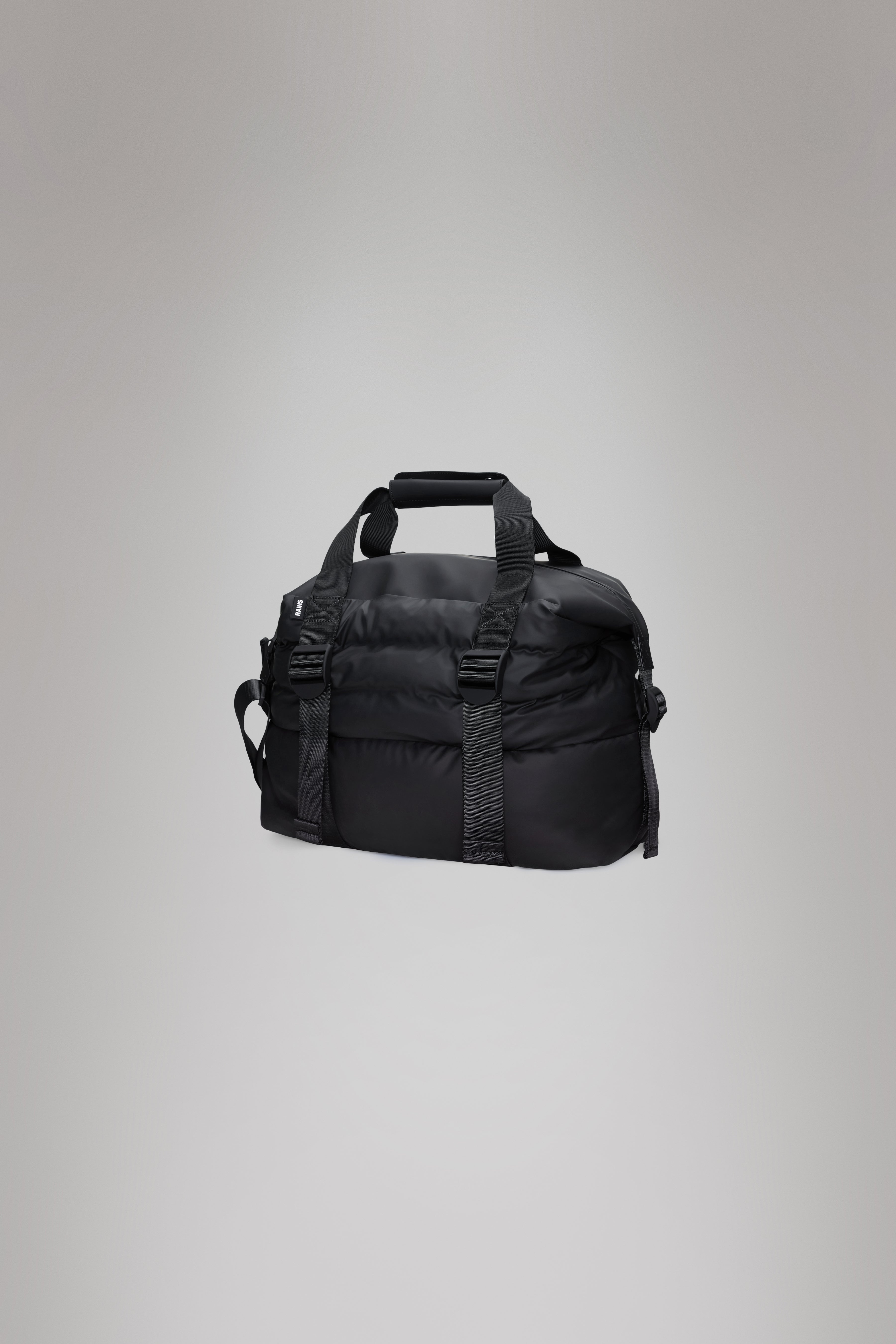 RAINS Puffer Mix Weekend Bag Small Black 36L H27 x D26 x W52 cm Weekender
