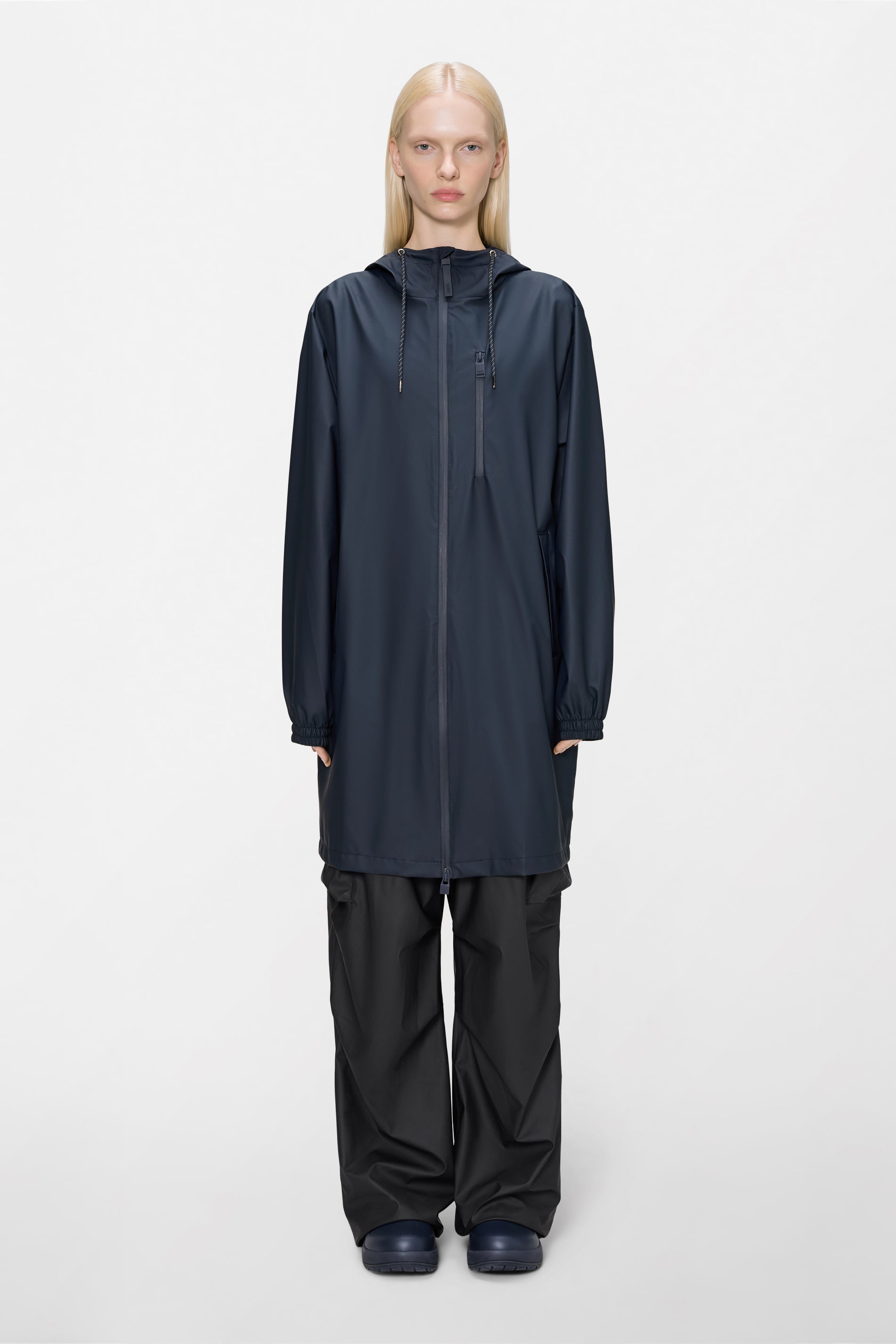 RAINS Long Storm Breaker Navy Jacket