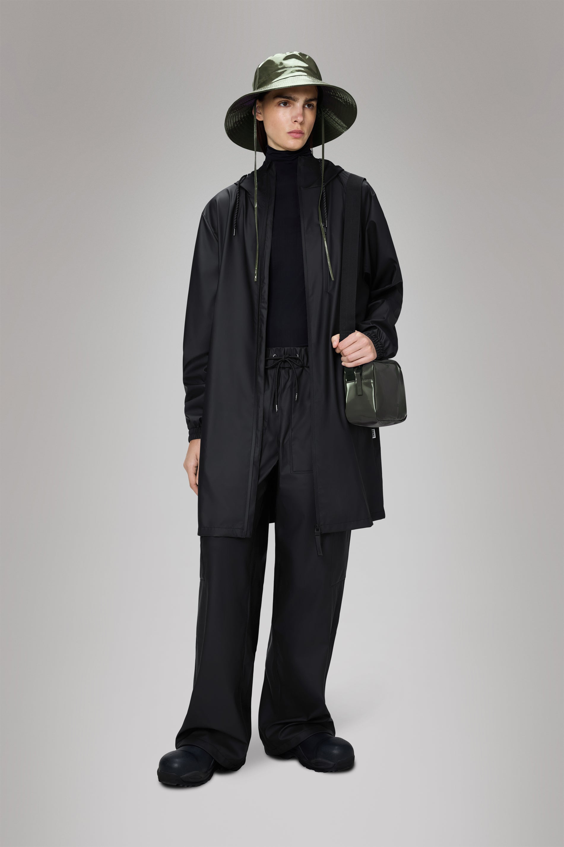 RAINS Long Storm Breaker Black Jacket