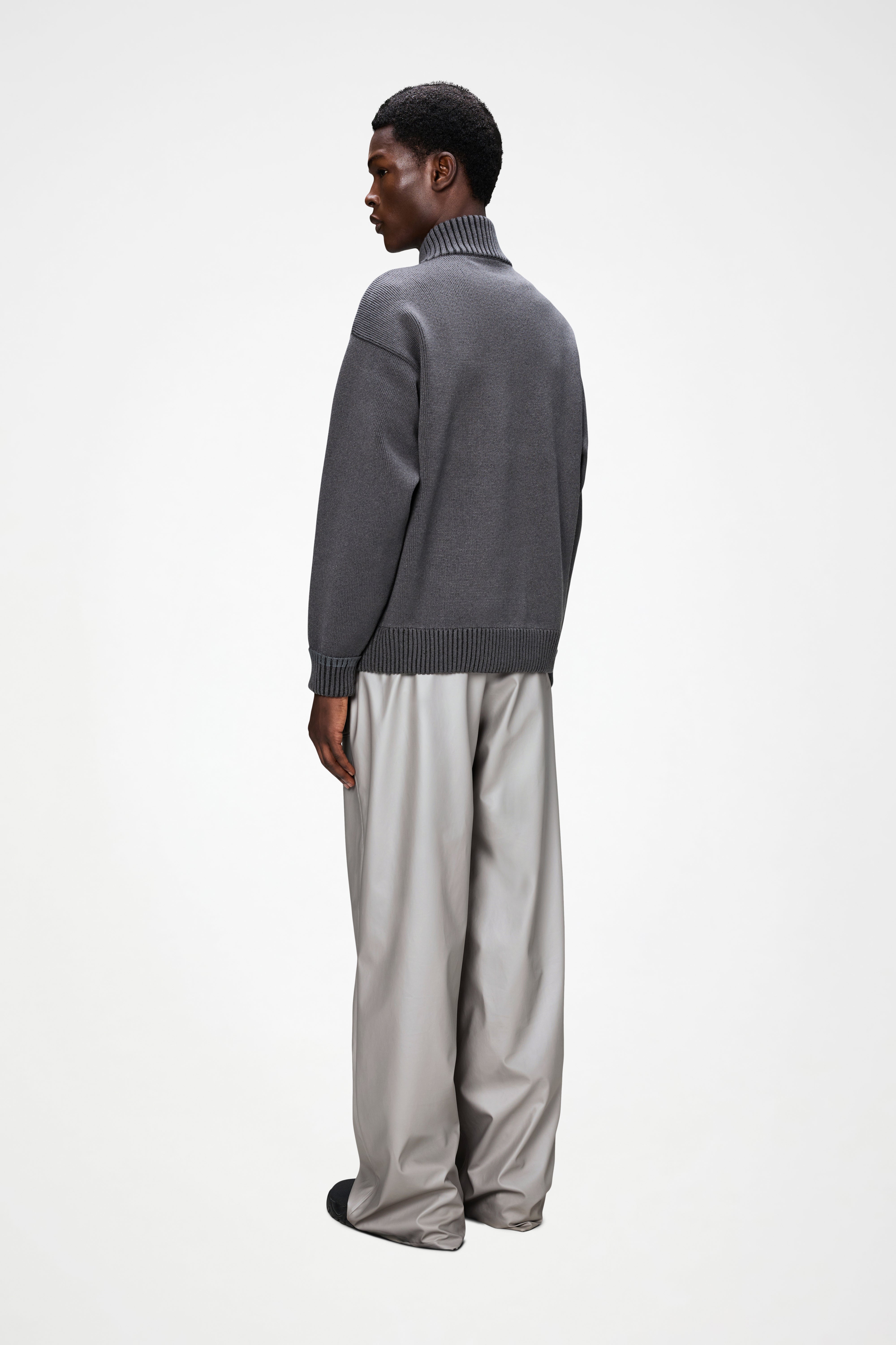 RAINS Sowa Knit Zip Cardigan Grey/Black Long Sleeve