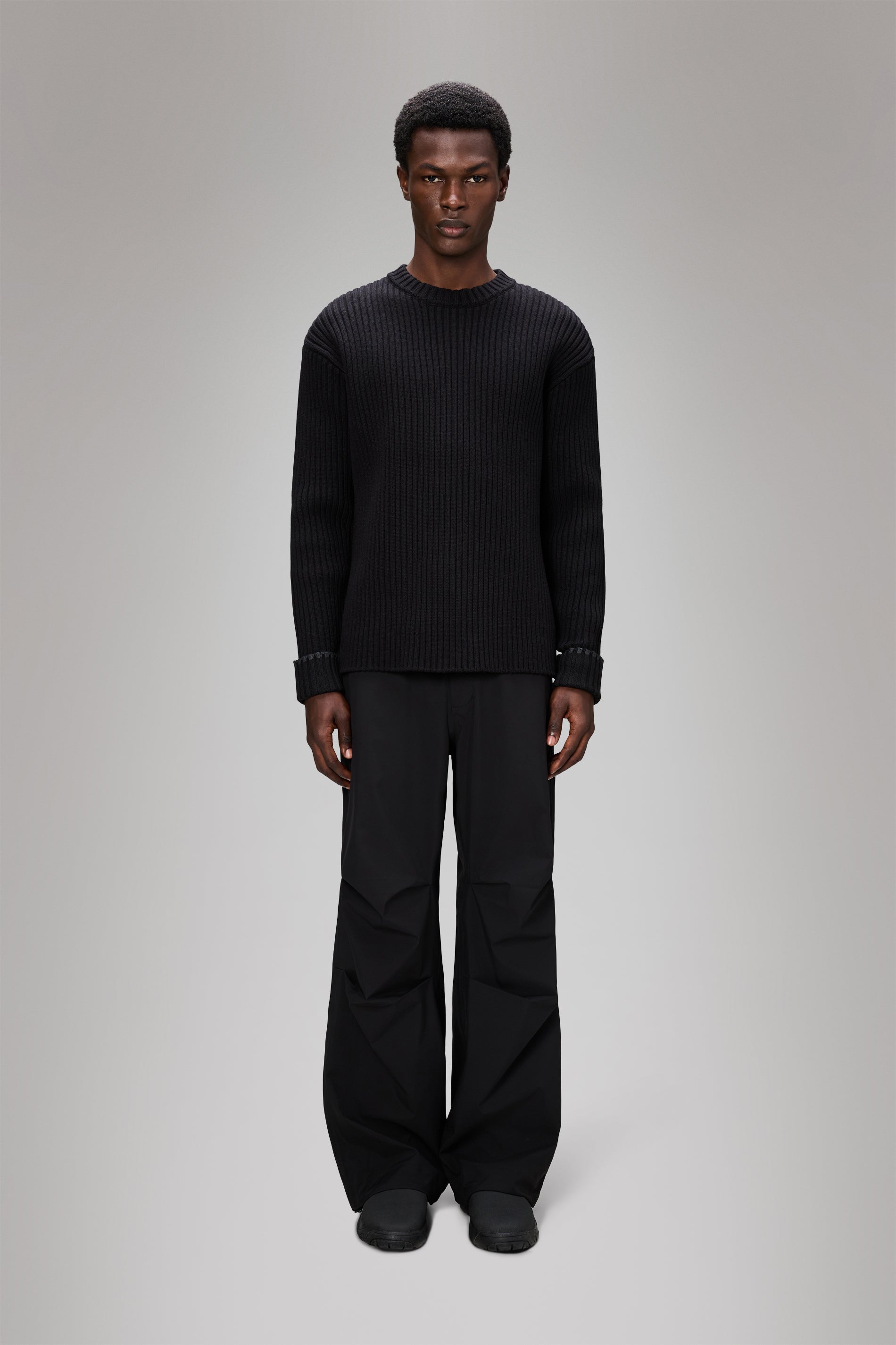 RAINS Sowa Knit Crew Neck Black Crew Neck