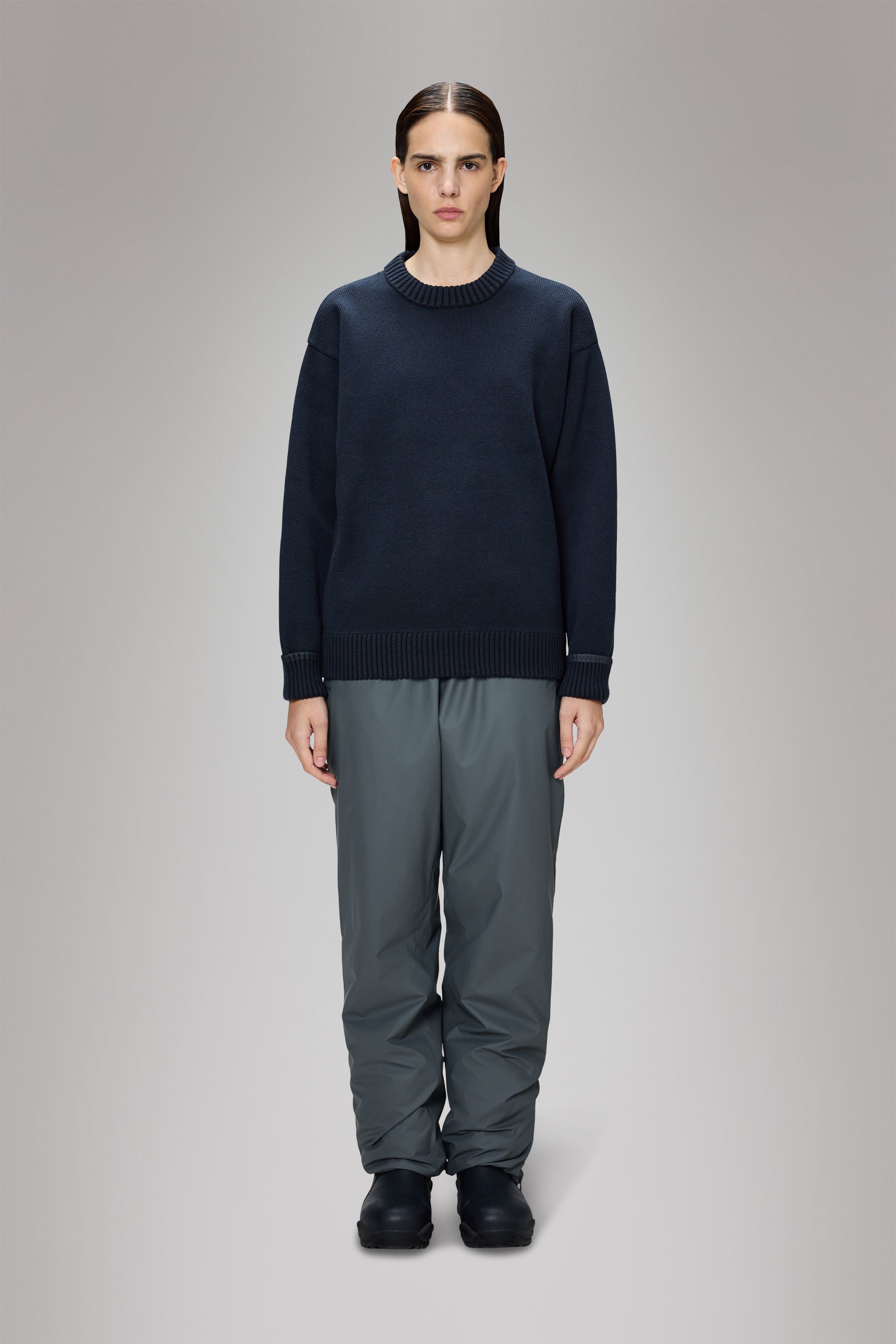 RAINS Sowa Knit Crew Neck Navy/Black Crew Neck