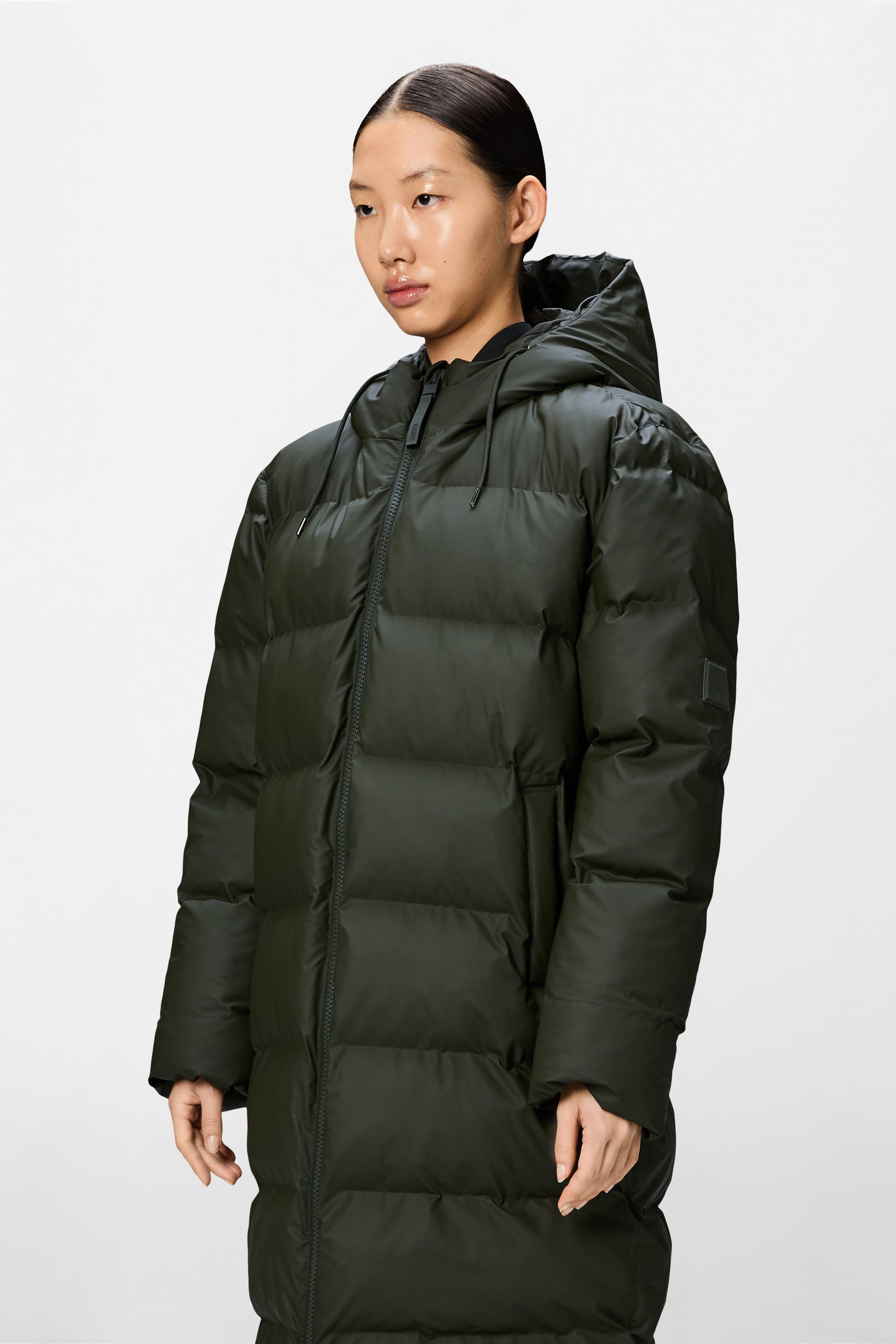 RAINS Alta Longer Puffer Jacket Green Jacket