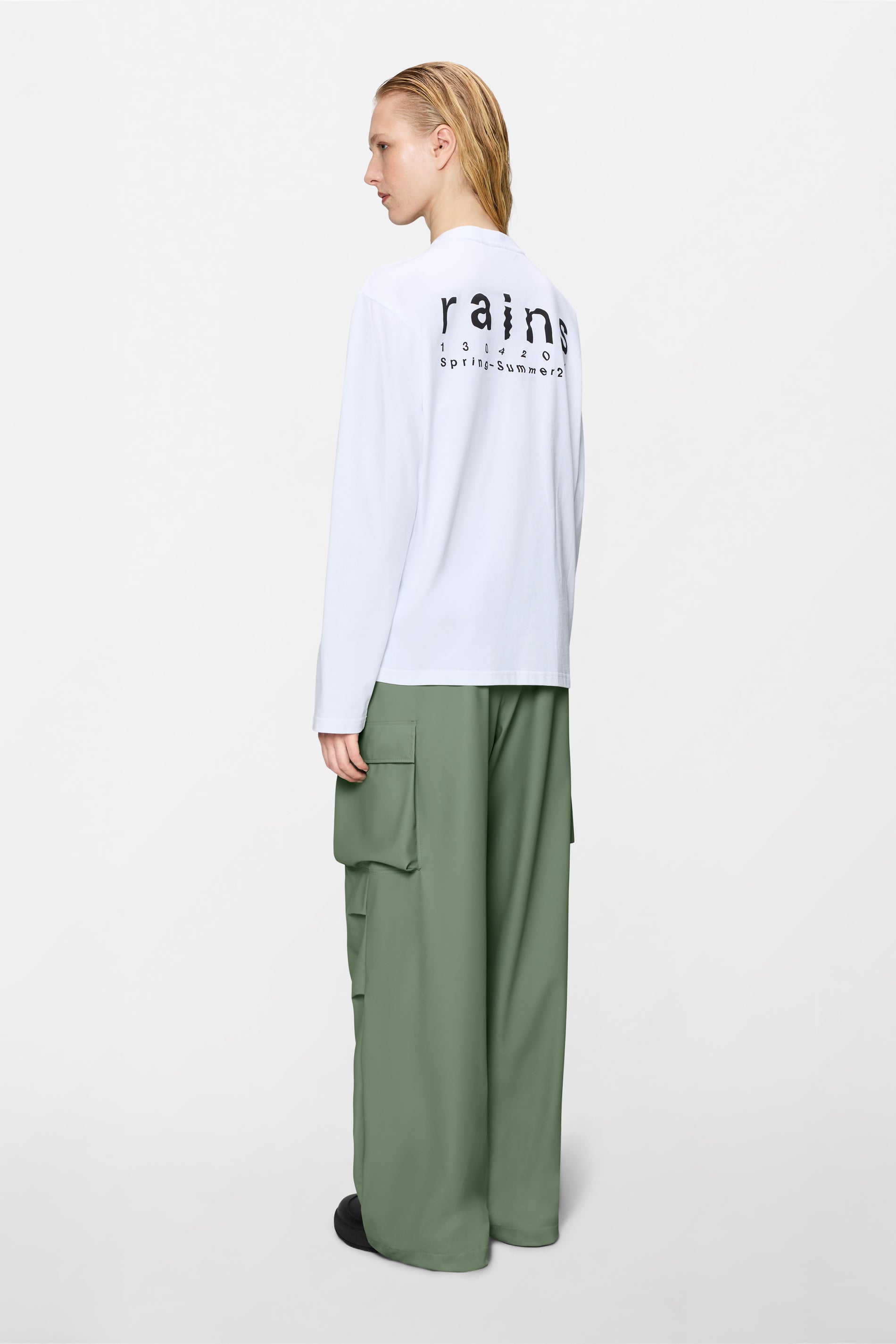 RAINS Classic Long Sleeve T-Shirt White Long Sleeve