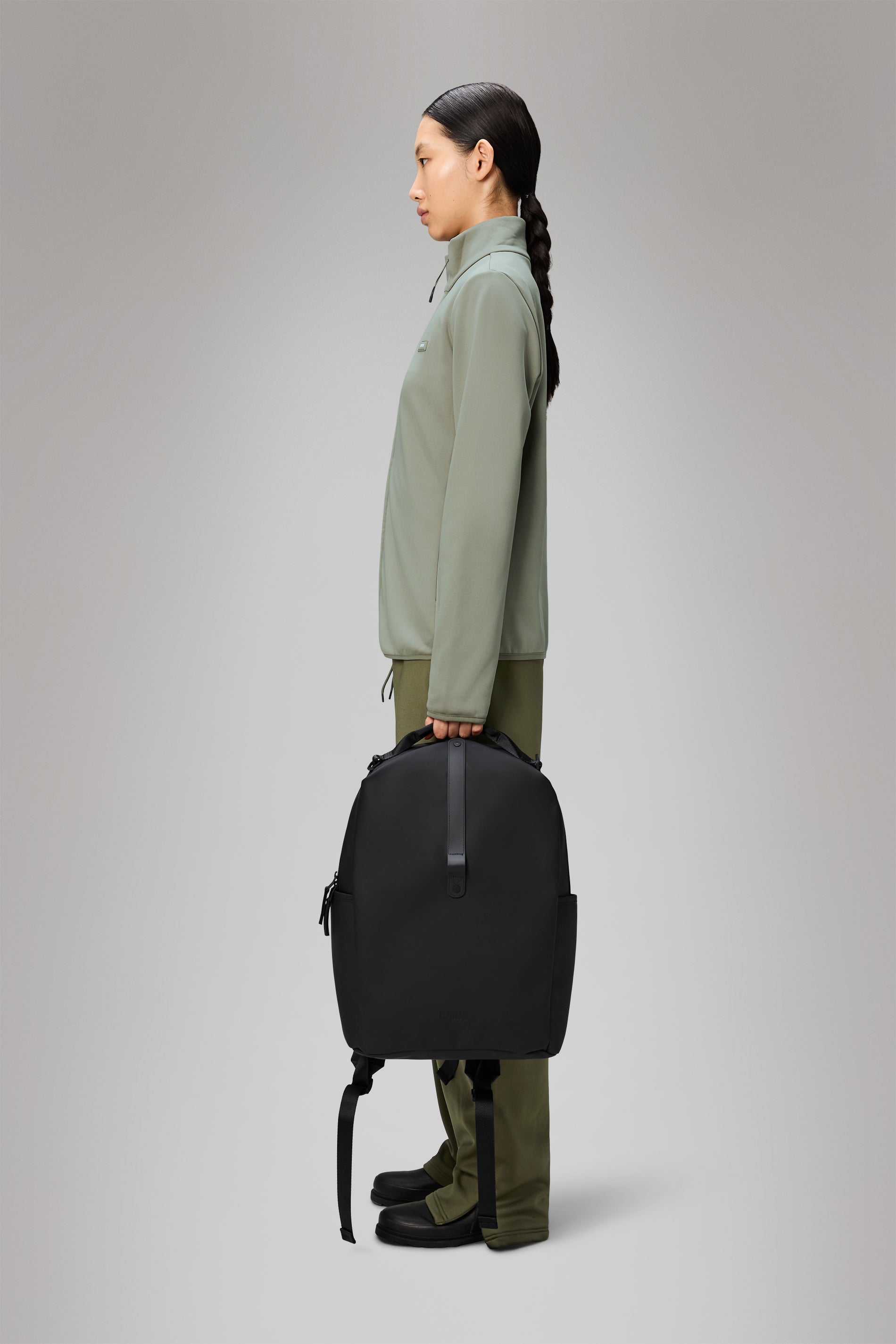 RAINS Clip Front Backpack Black Backpack