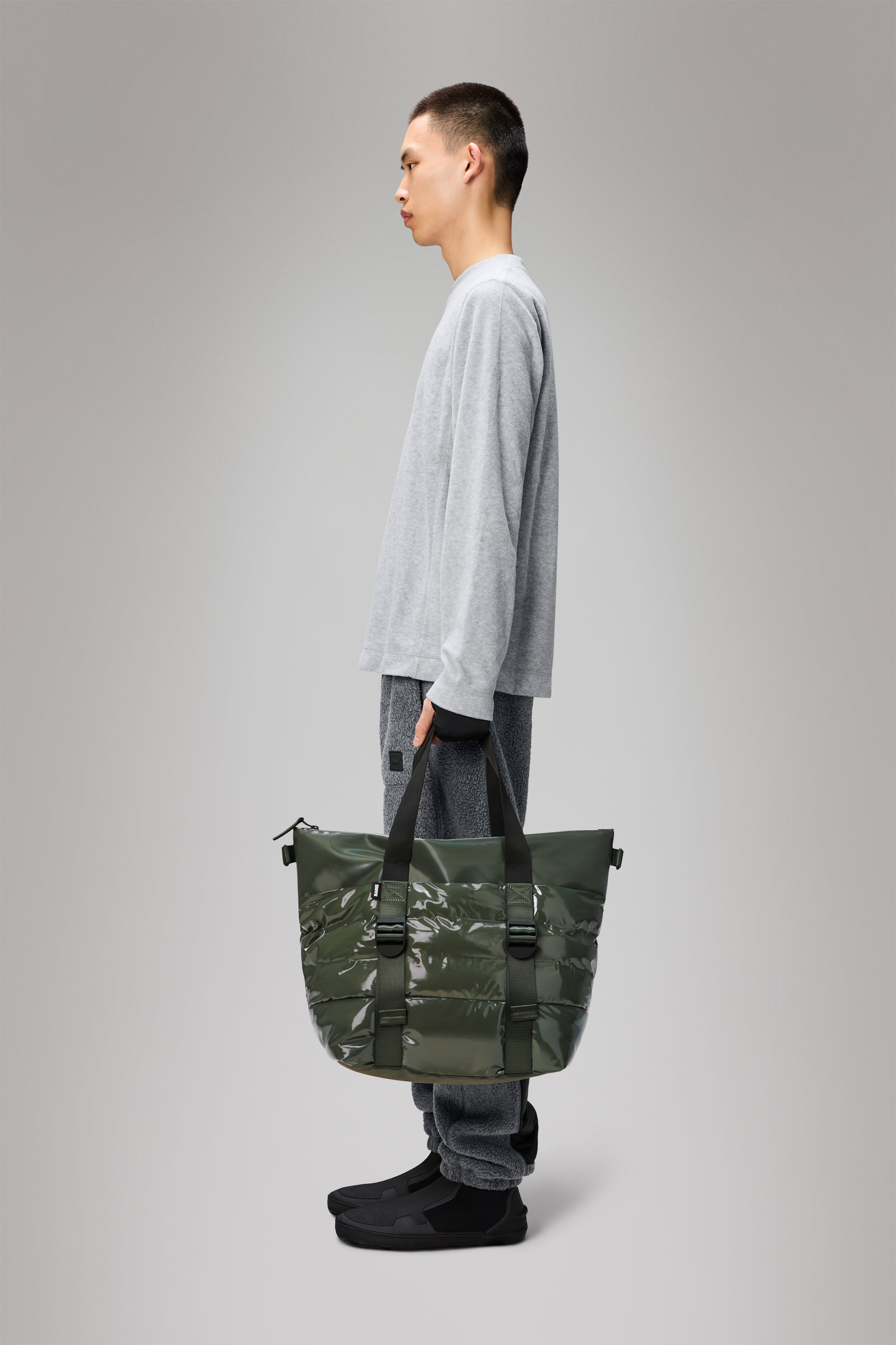 RAINS Puffer Mix Tote Bag Mini Swamp 16L H39 x D16 x W42 cm Tote