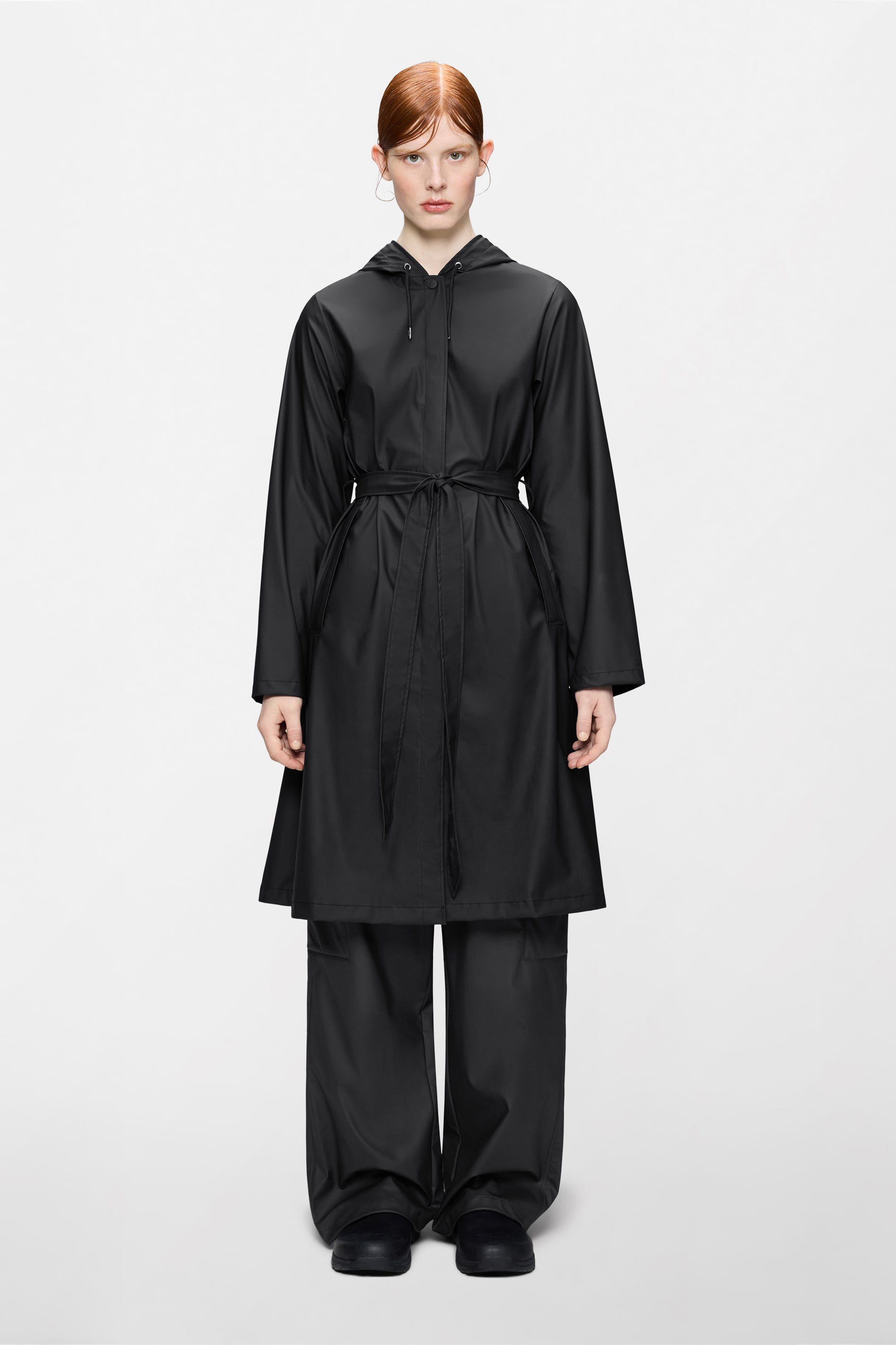 RAINS A-Line Longer W Jacket Black Jacket