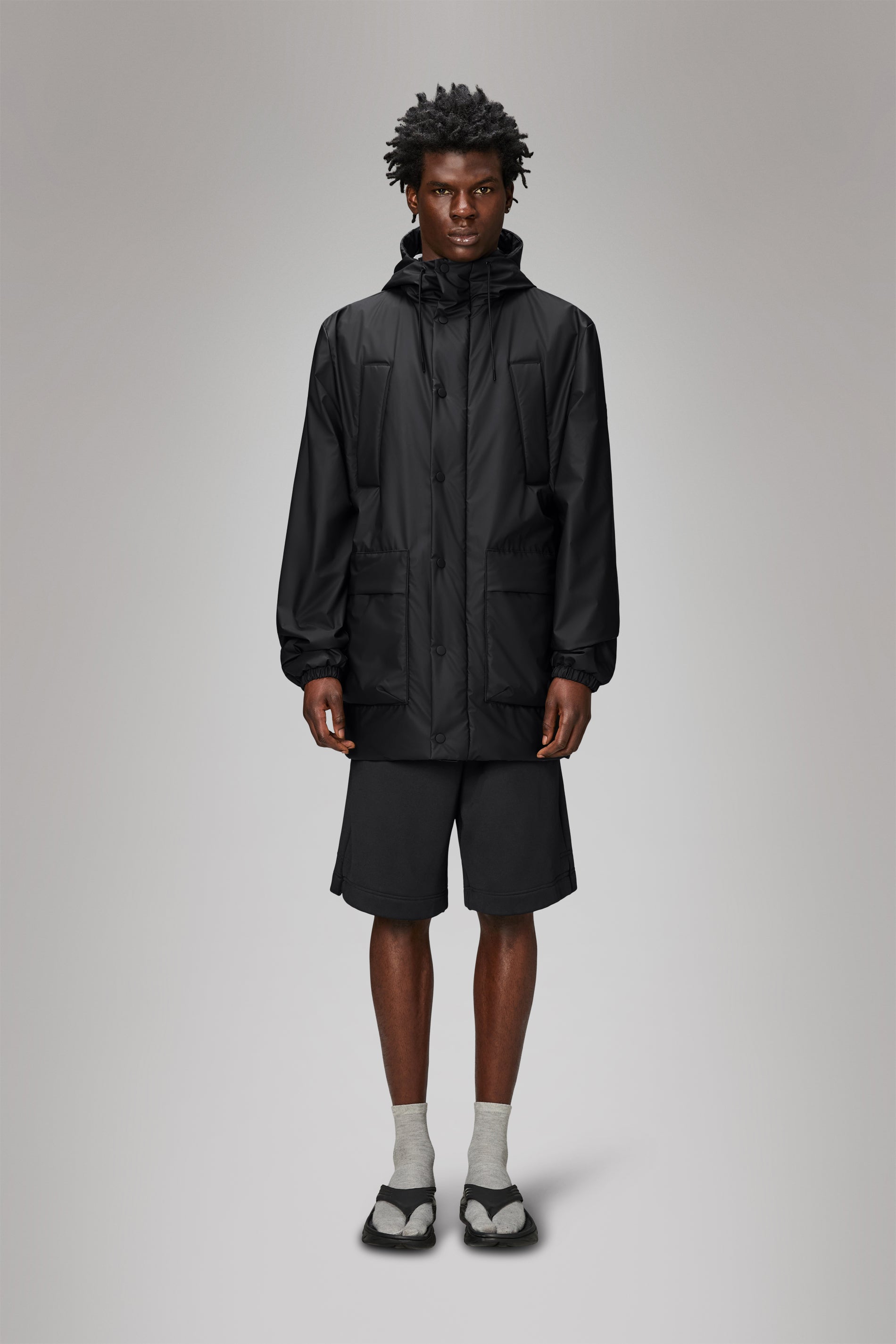 RAINS Lohja Long Insulated Cargo Jacket Black Jacket