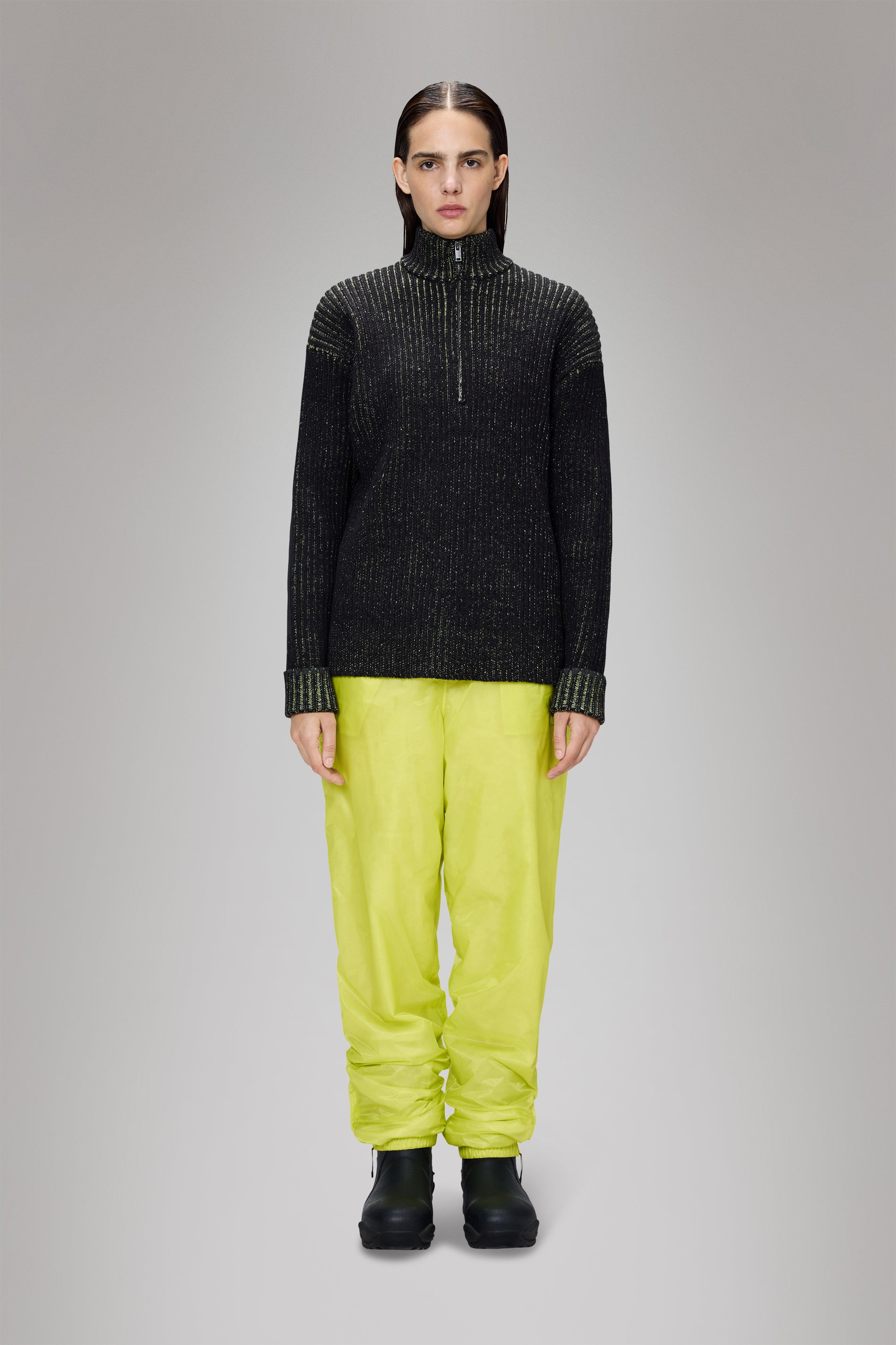RAINS Sapa Half Zip Knit Black/Acid Half Zip