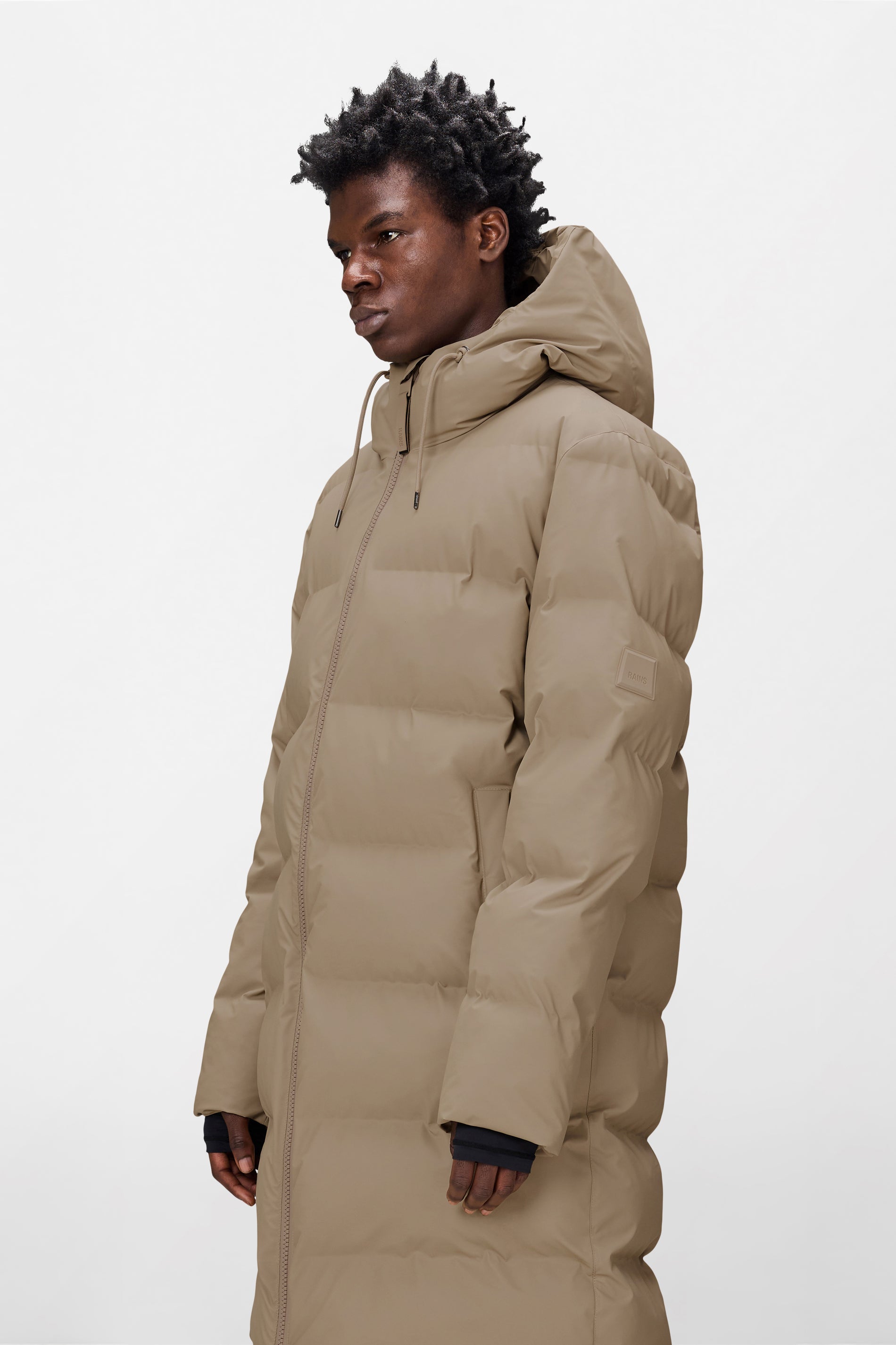RAINS Alta Longer Puffer Jacket Beige Jacket