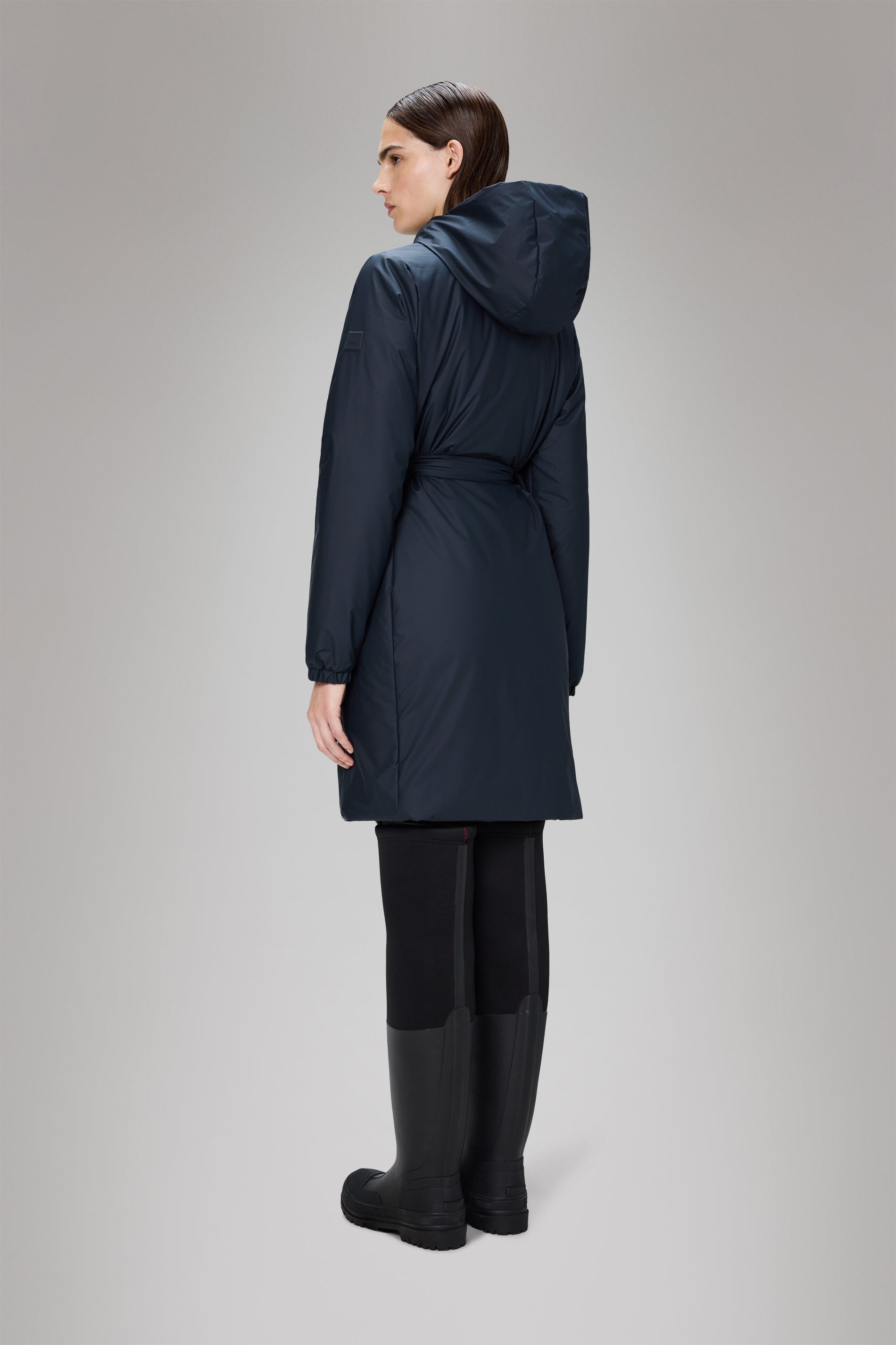 RAINS Lohja Long Insulated Curve Jacket Navy Jacket