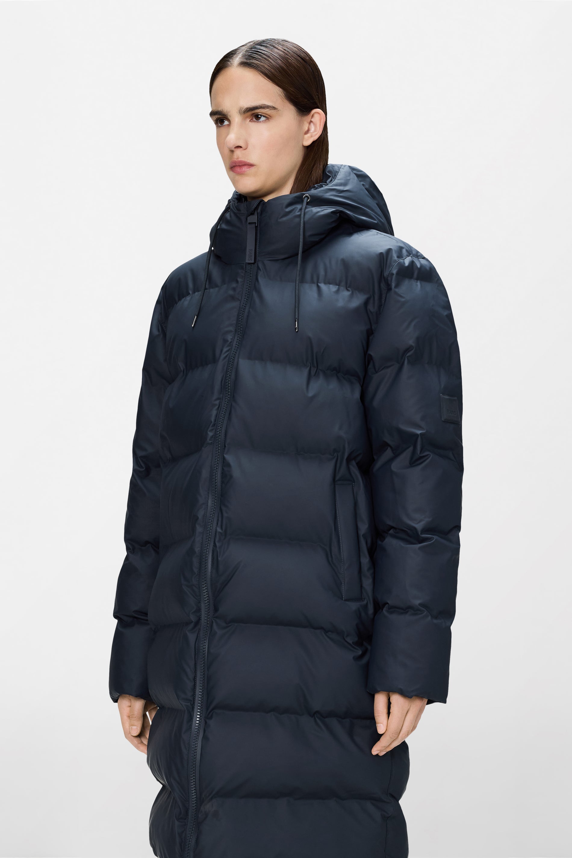 RAINS Alta Longer Puffer Jacket Navy Jacket