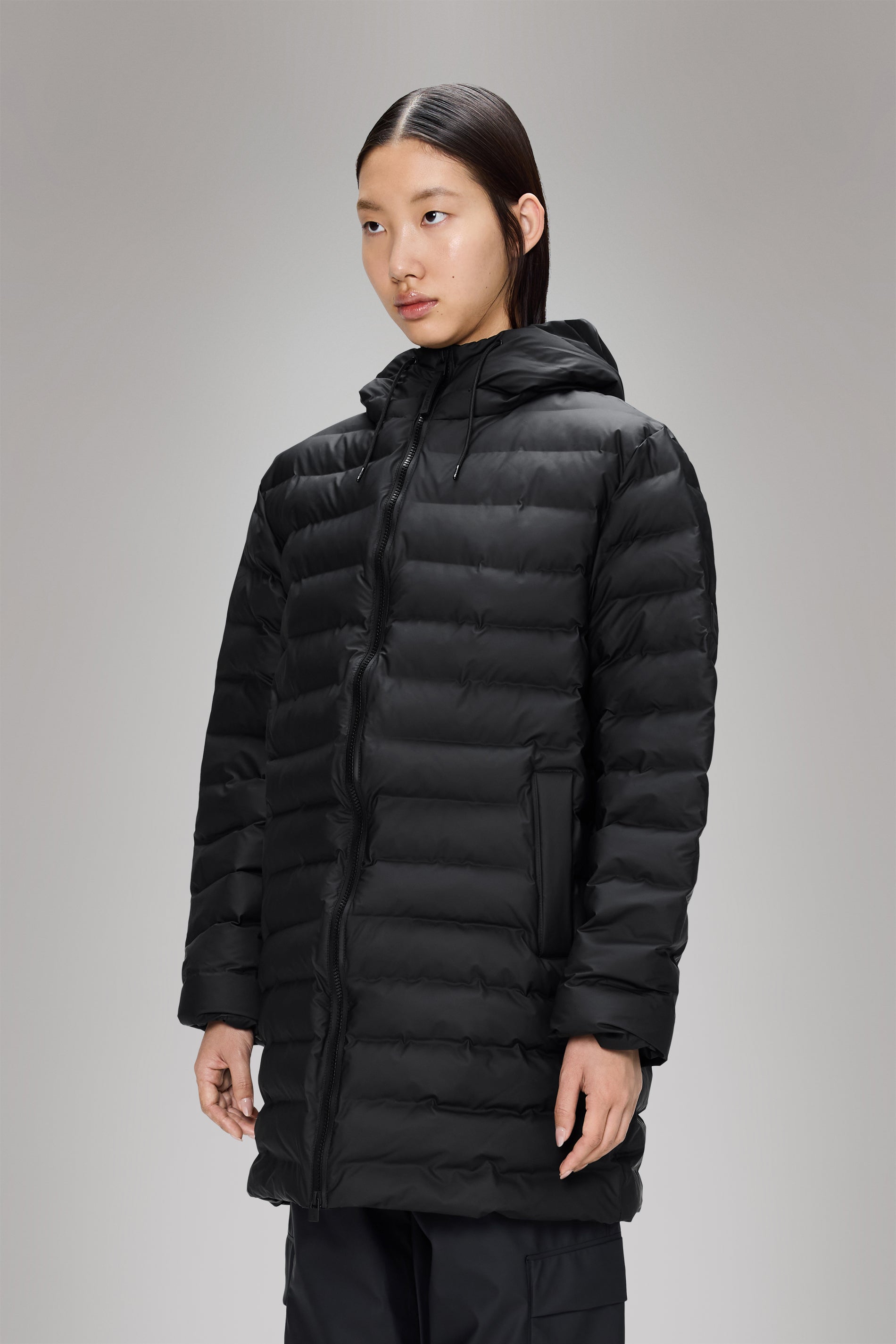 RAINS Lohja Long Puffer Jacket Black Jacket