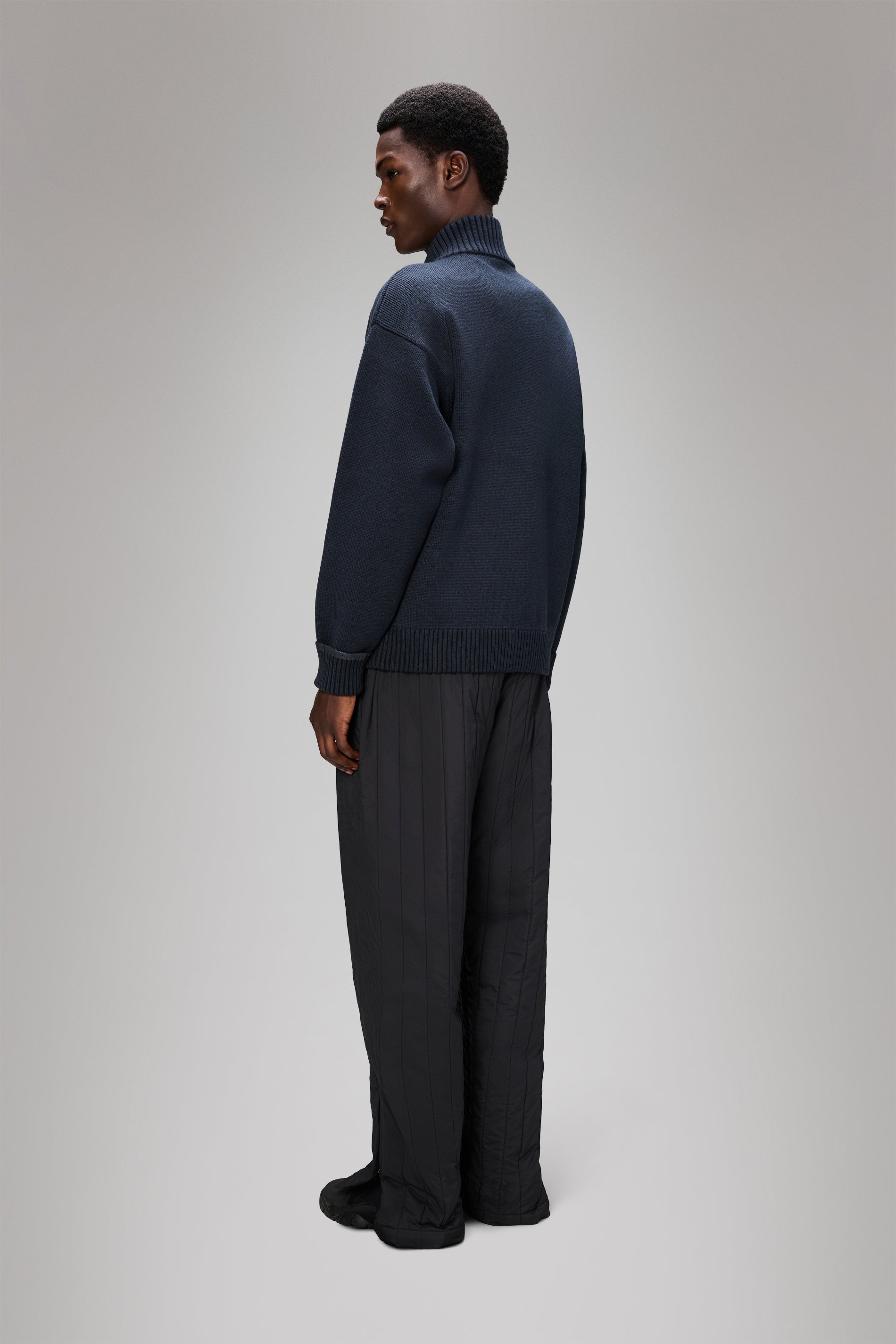 RAINS Sowa Knit Zip Cardigan Navy/Black Long Sleeve