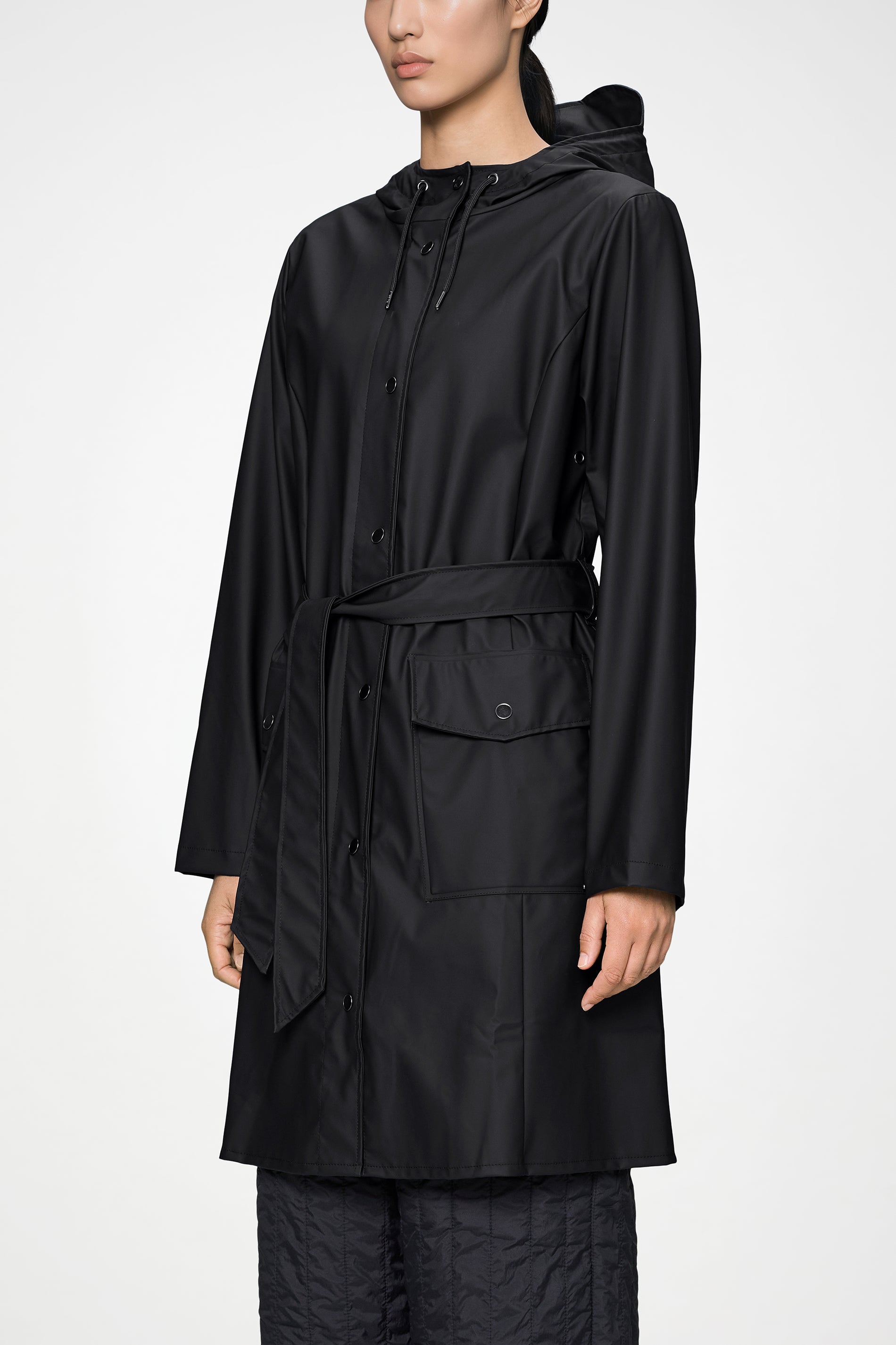 RAINS Curve Long Jacket
 Black Jacket