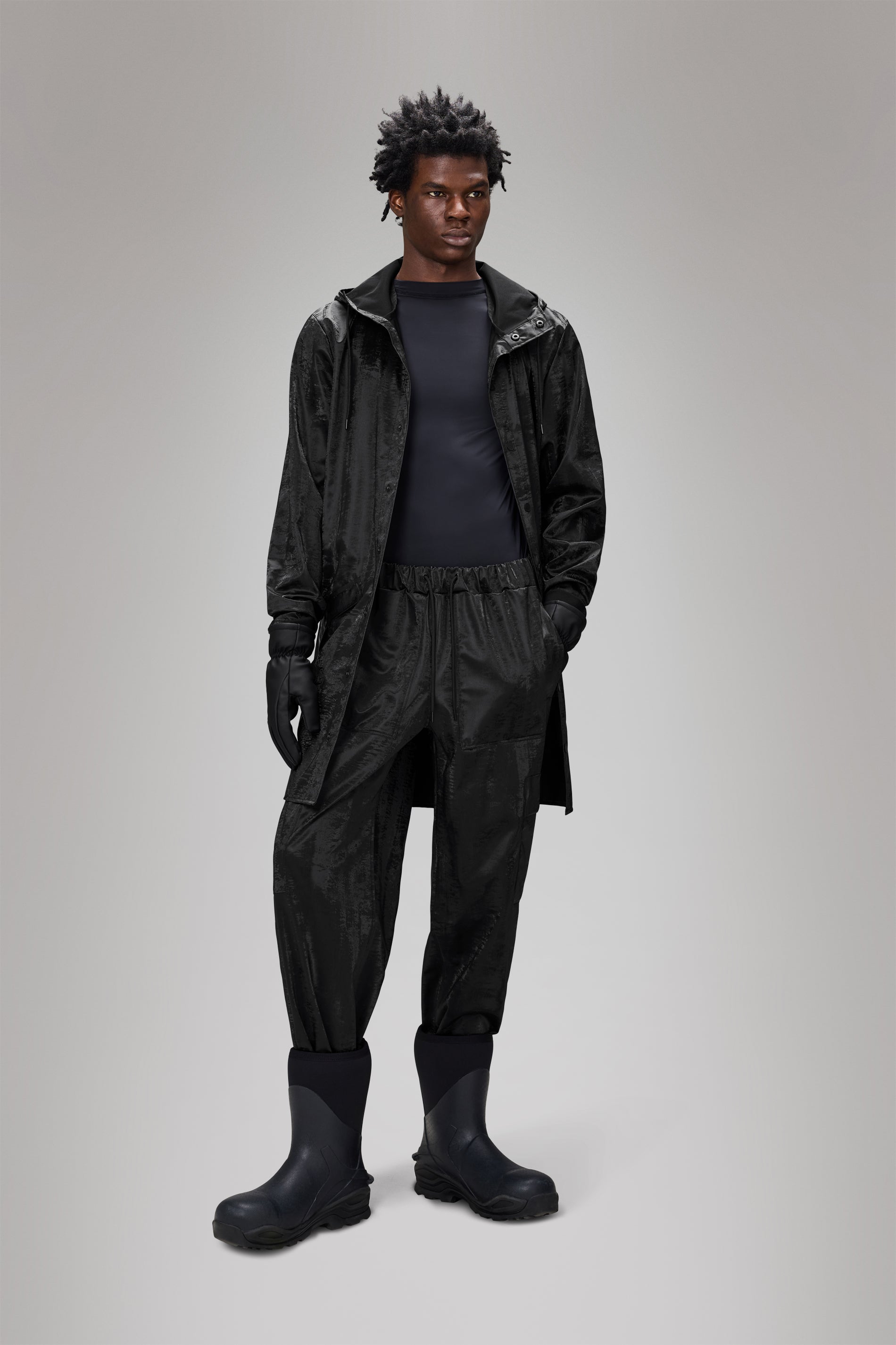 RAINS Cargo Rain Pants Wide Coal Pants