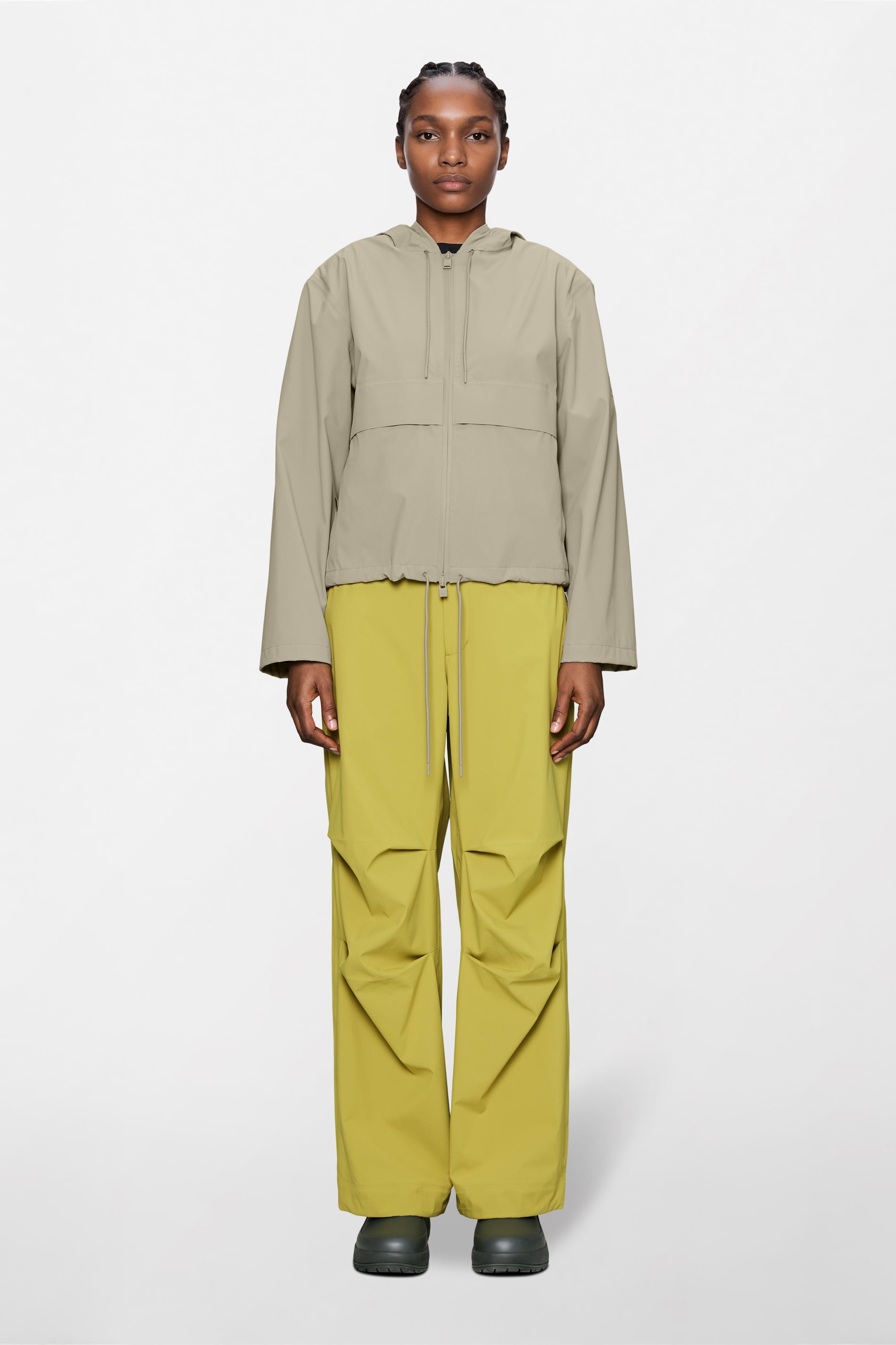 RAINS Suva Hardshell Short String W Jacket Beige Jacket