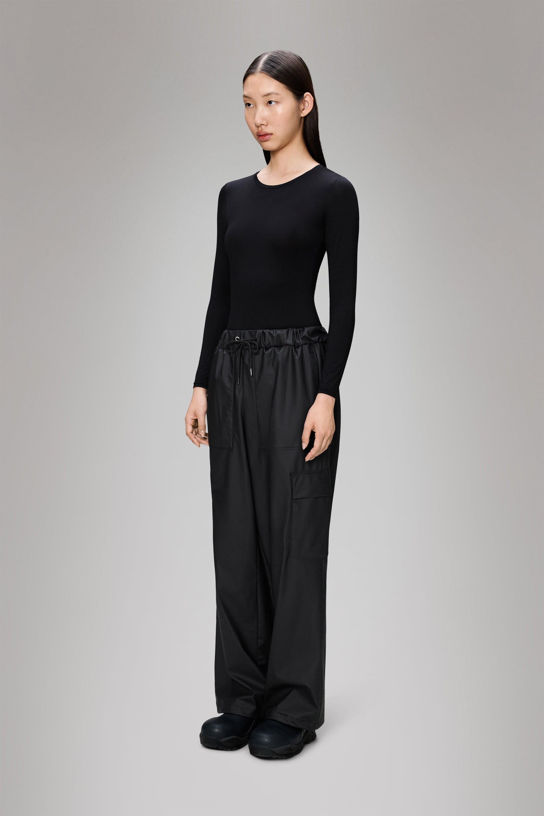 RAINS Cargo Rain Pants Wide Black Pants