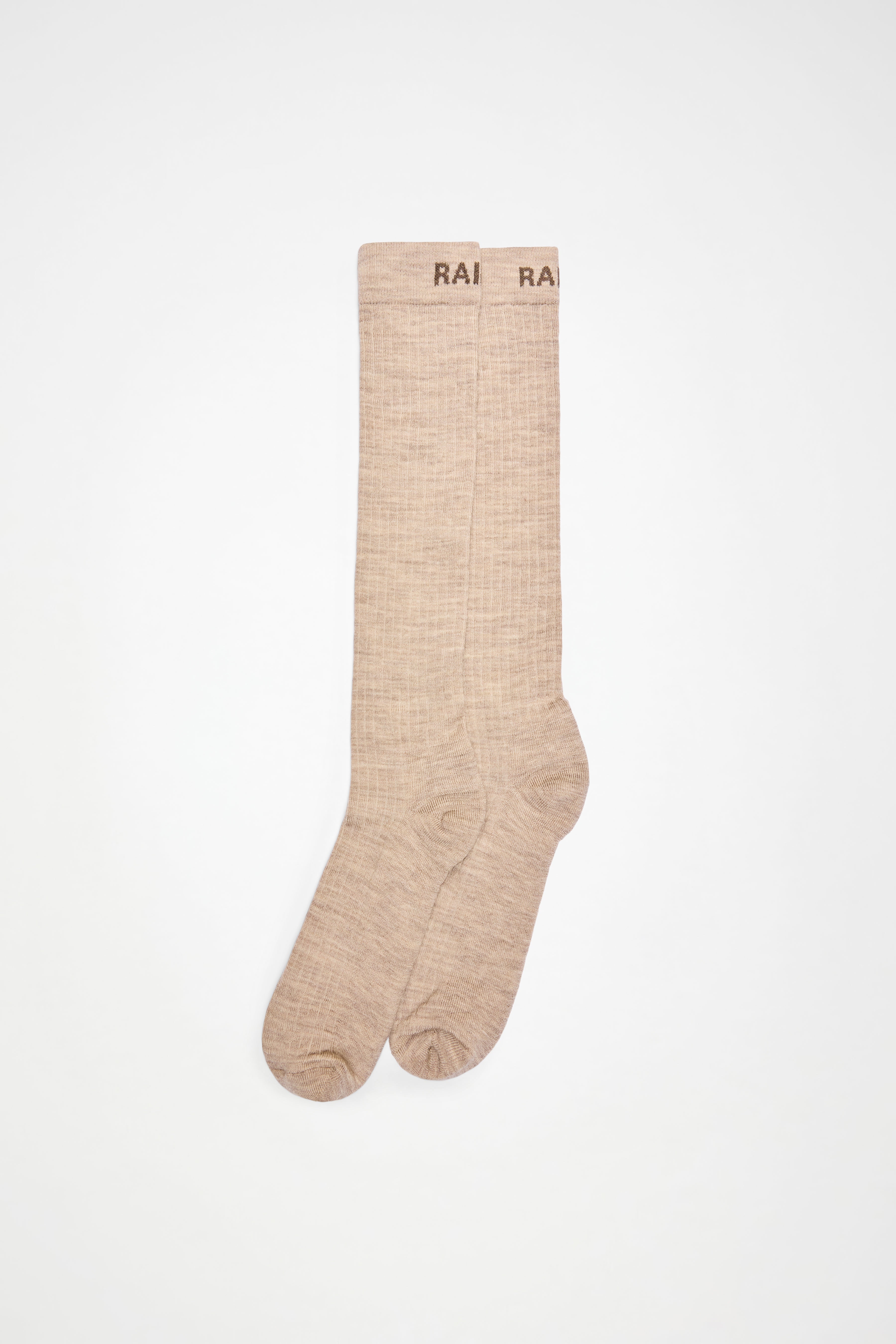 RAINS Logo Knee High Socks Beige Socks