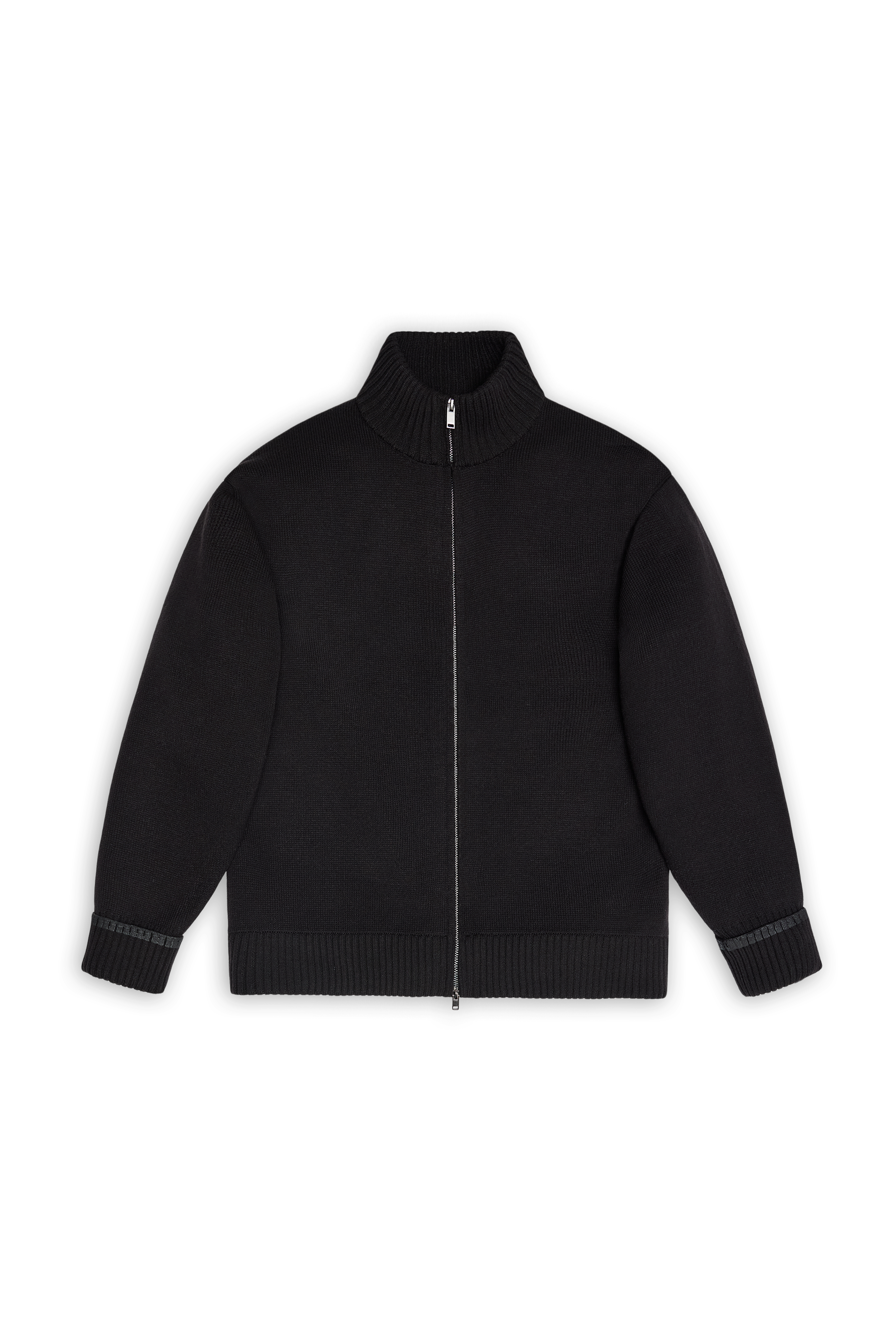 RAINS Sowa Knit Zip Cardigan Black Long Sleeve