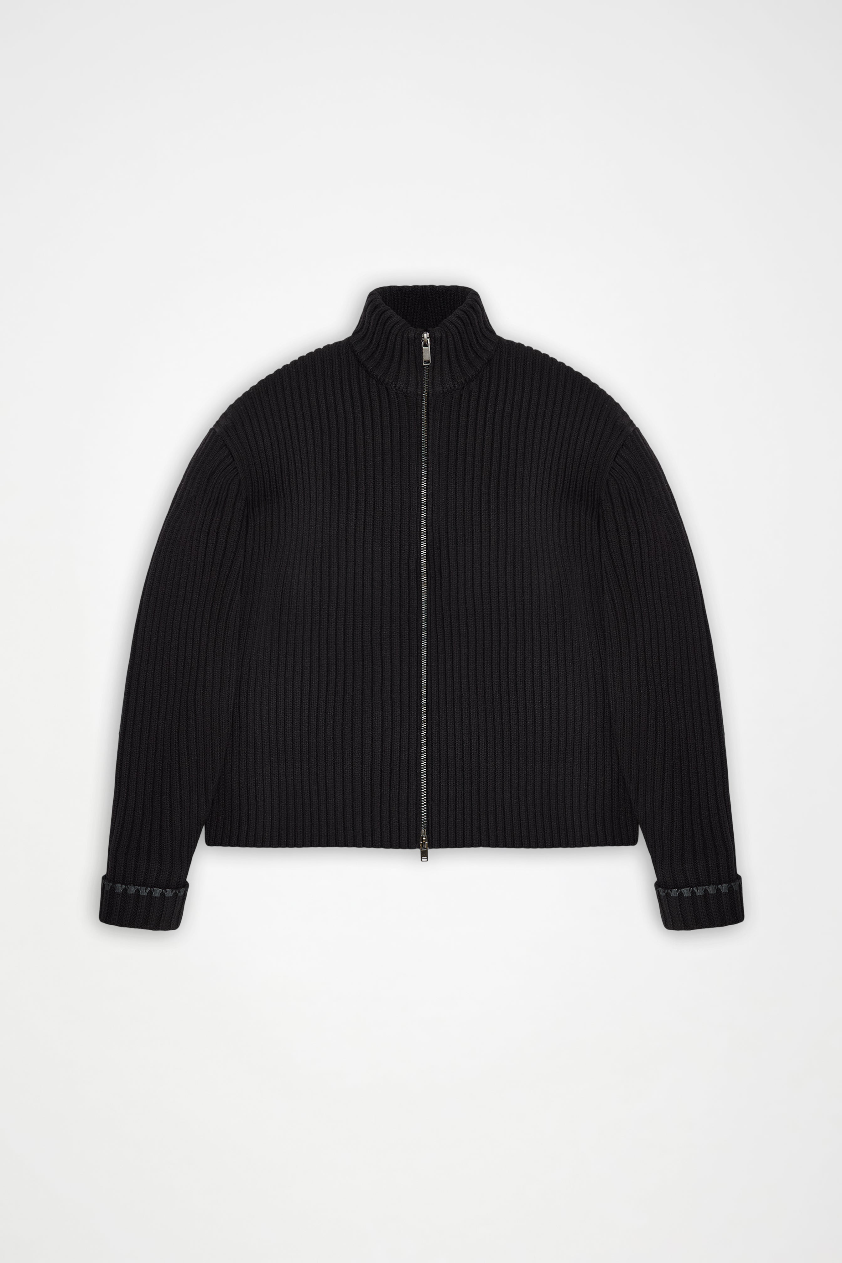 RAINS Sapa Knit W Zip Cardigan Black Long Sleeve