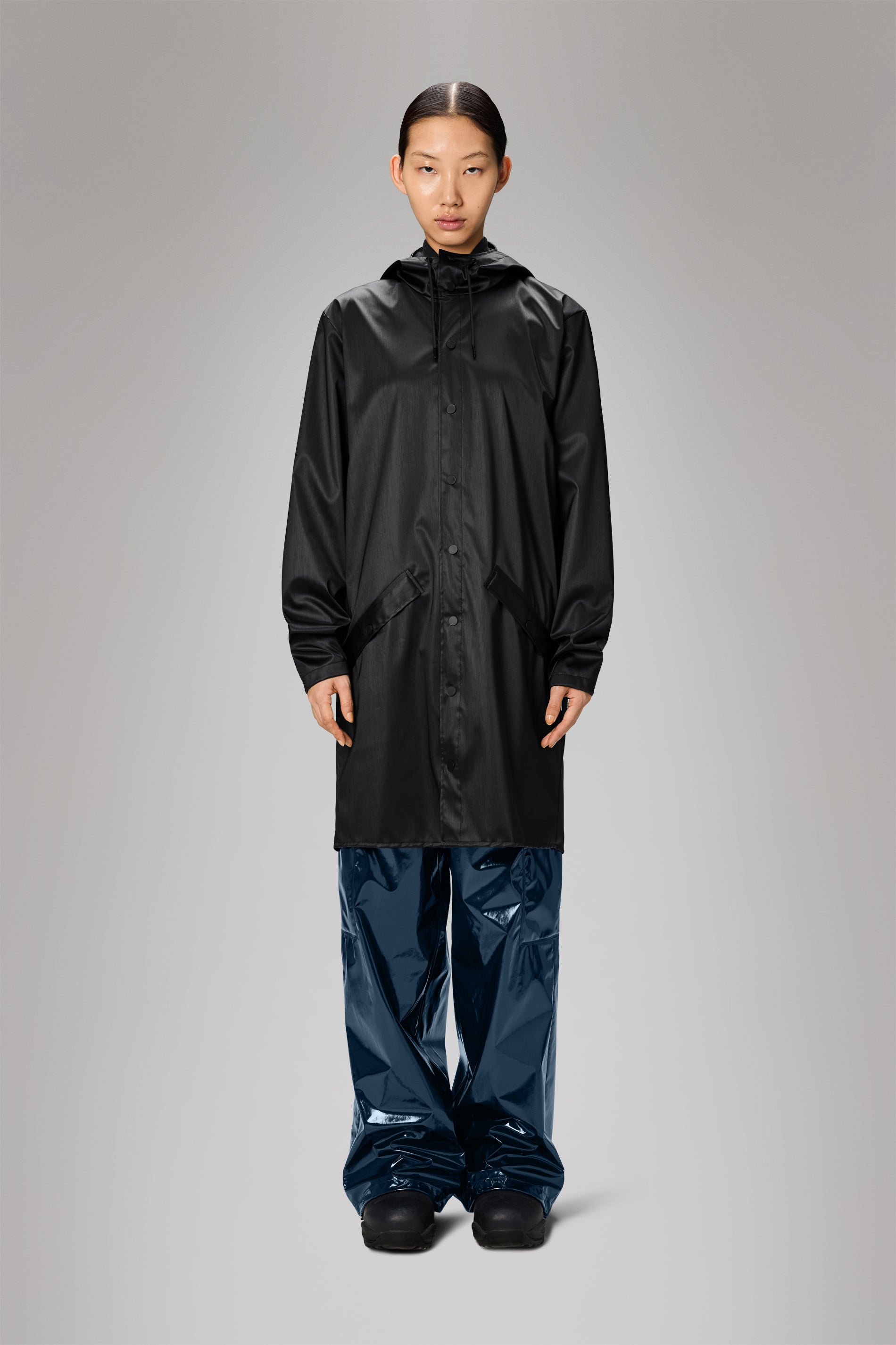 RAINS Long Jacket Black Grain Jacket