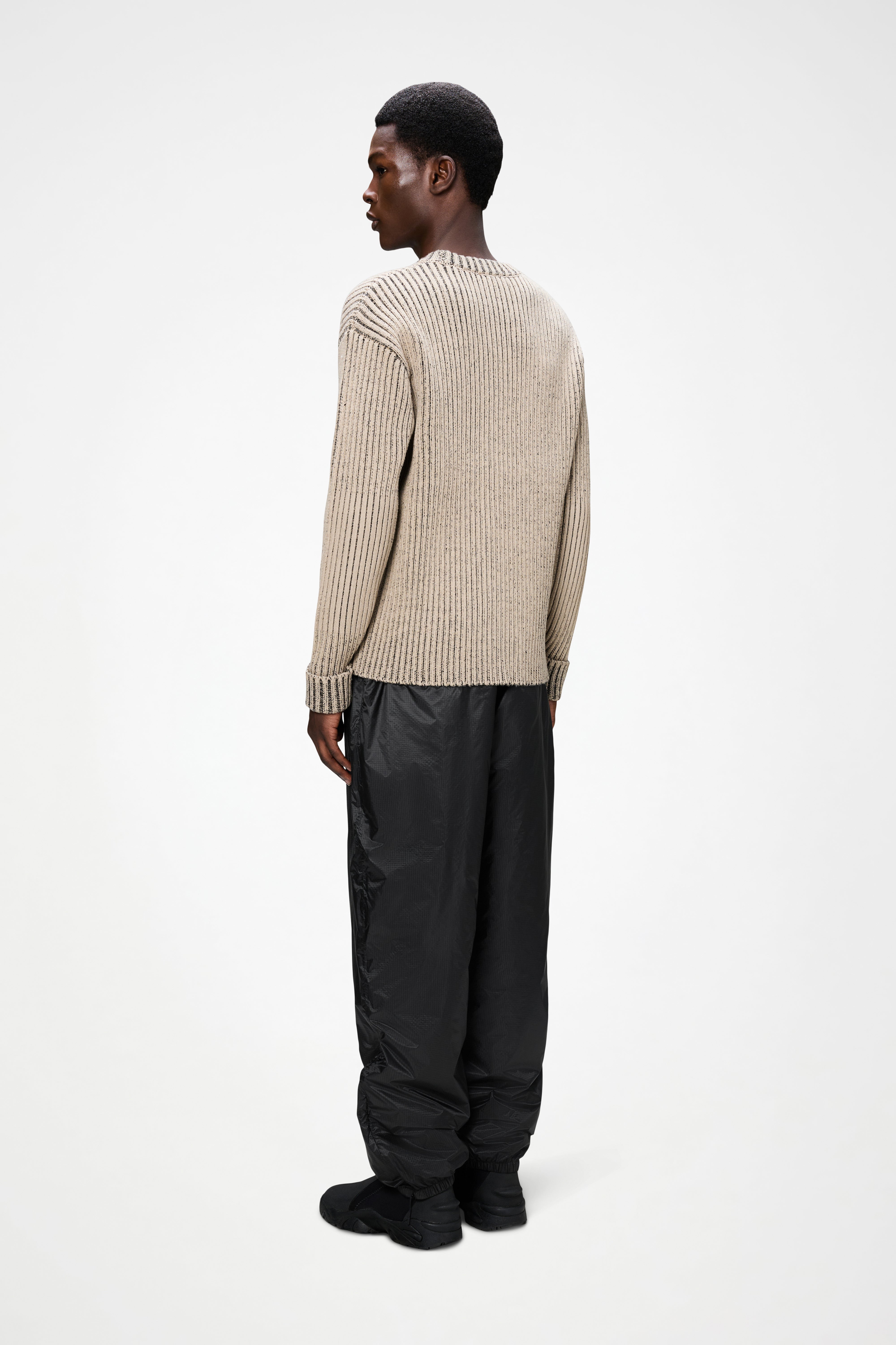 RAINS Sapa Knit Crew Neck Beige/Black Long Sleeve