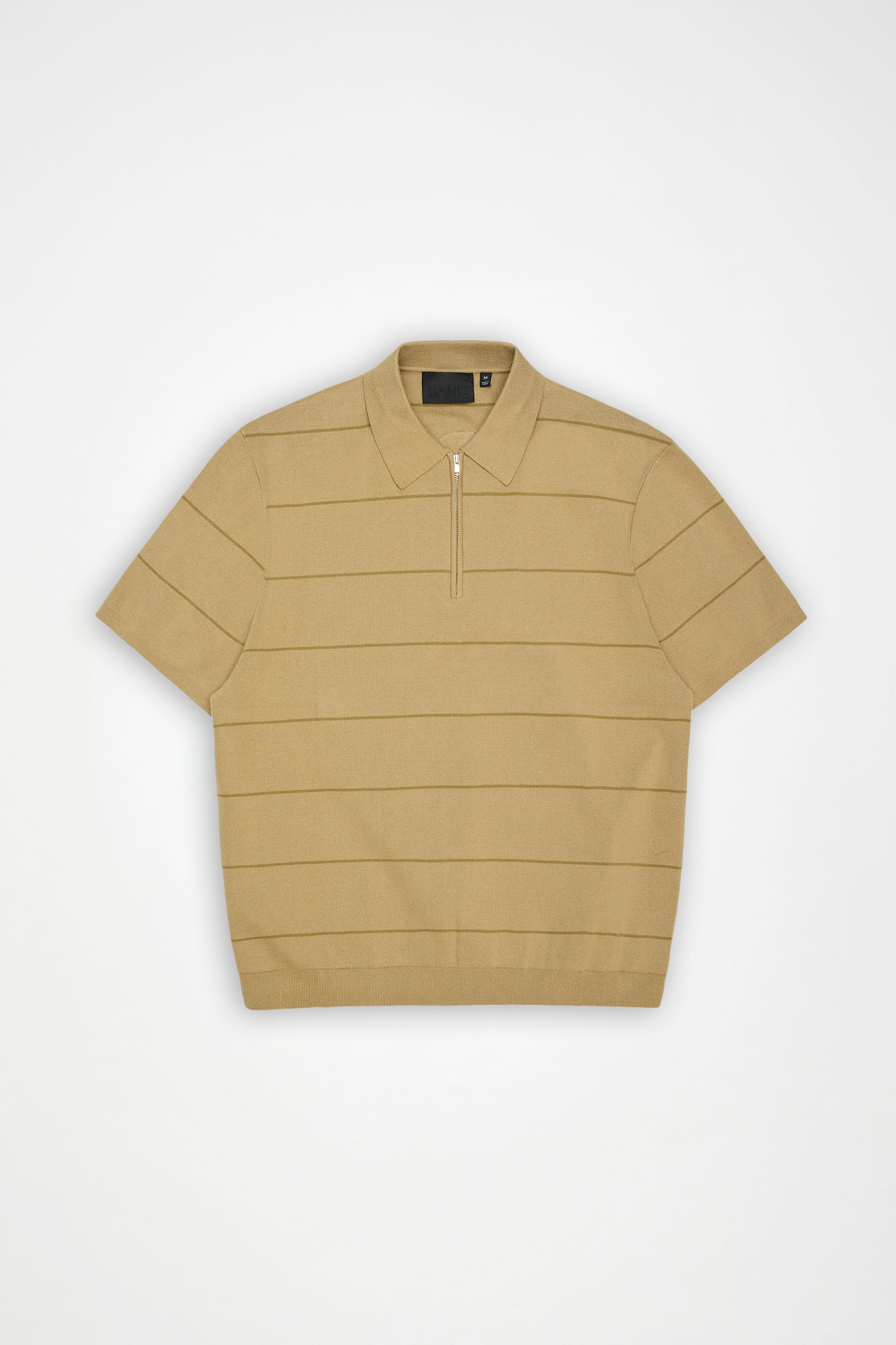 RAINS Striped Knit Polo Fawn Short Sleeve
