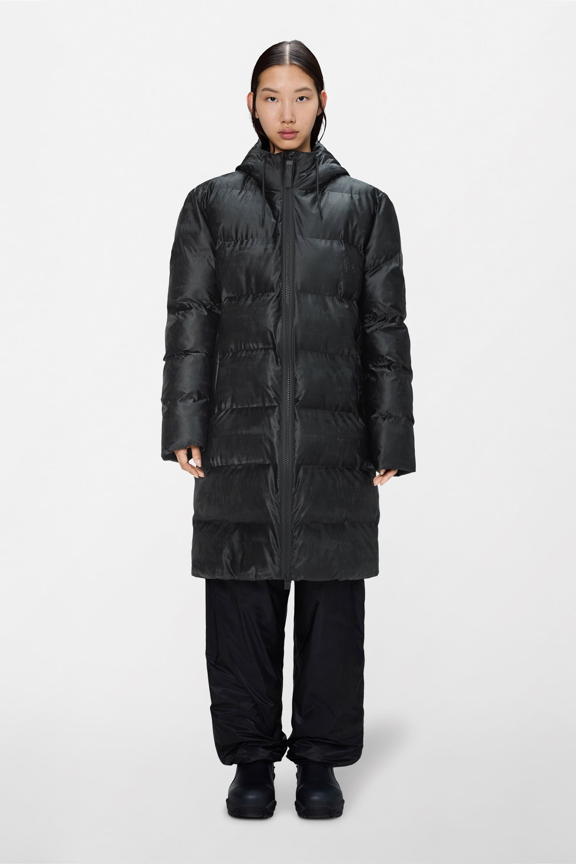 RAINS Alta Longer Puffer Jacket Coal Jacket