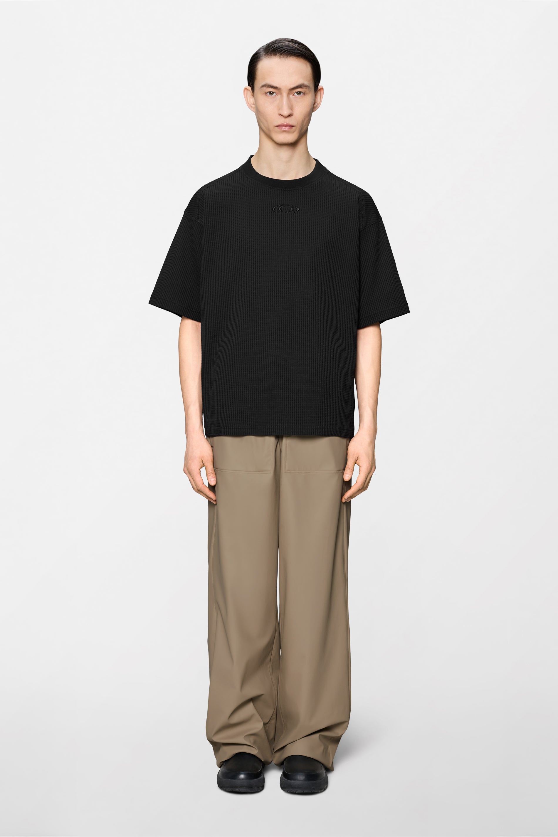 RAINS Waffle T-shirt Splash Black Short Sleeve