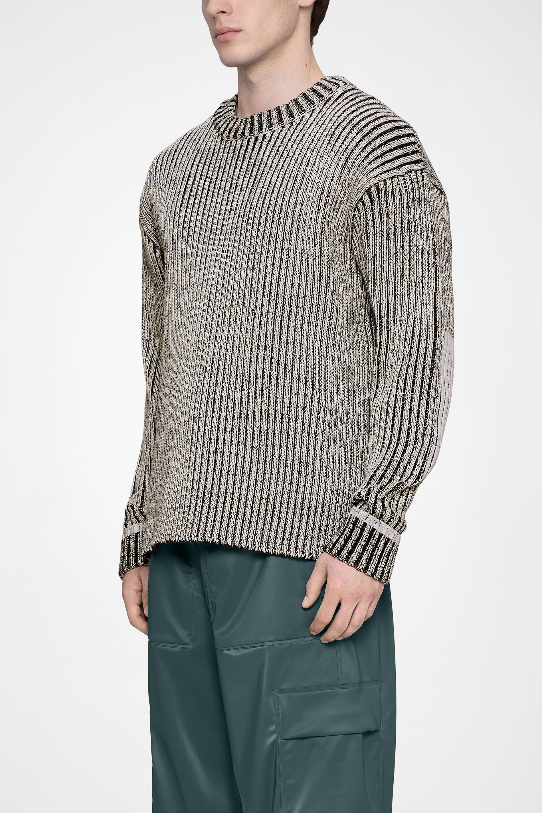 RAINS Sapa Knit Crew Neck Vintage White / Black Long Sleeve
